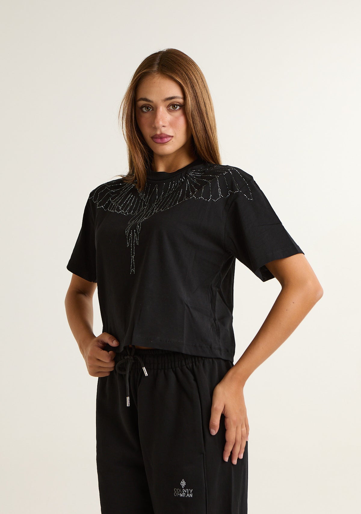 T-shirt con ali preziose