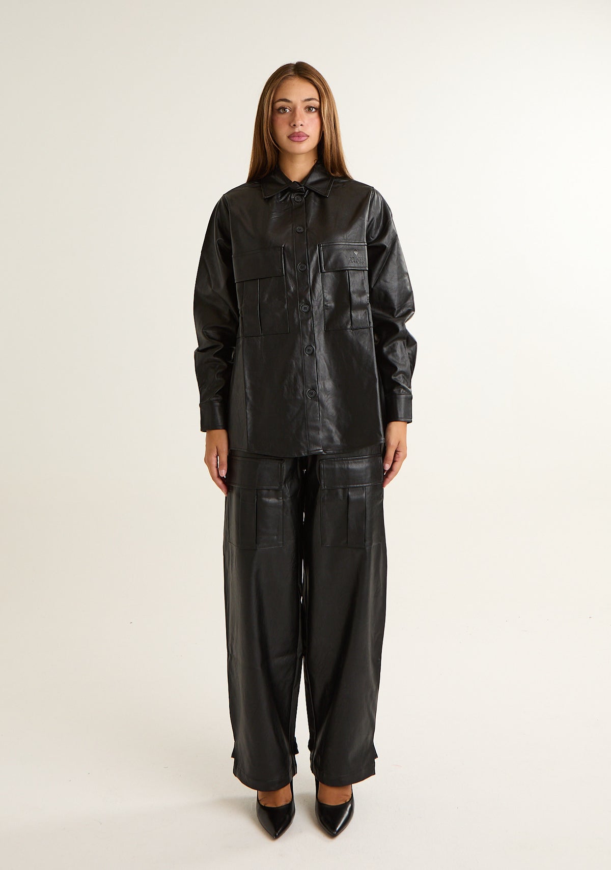 Camicia oversize in ecopelle