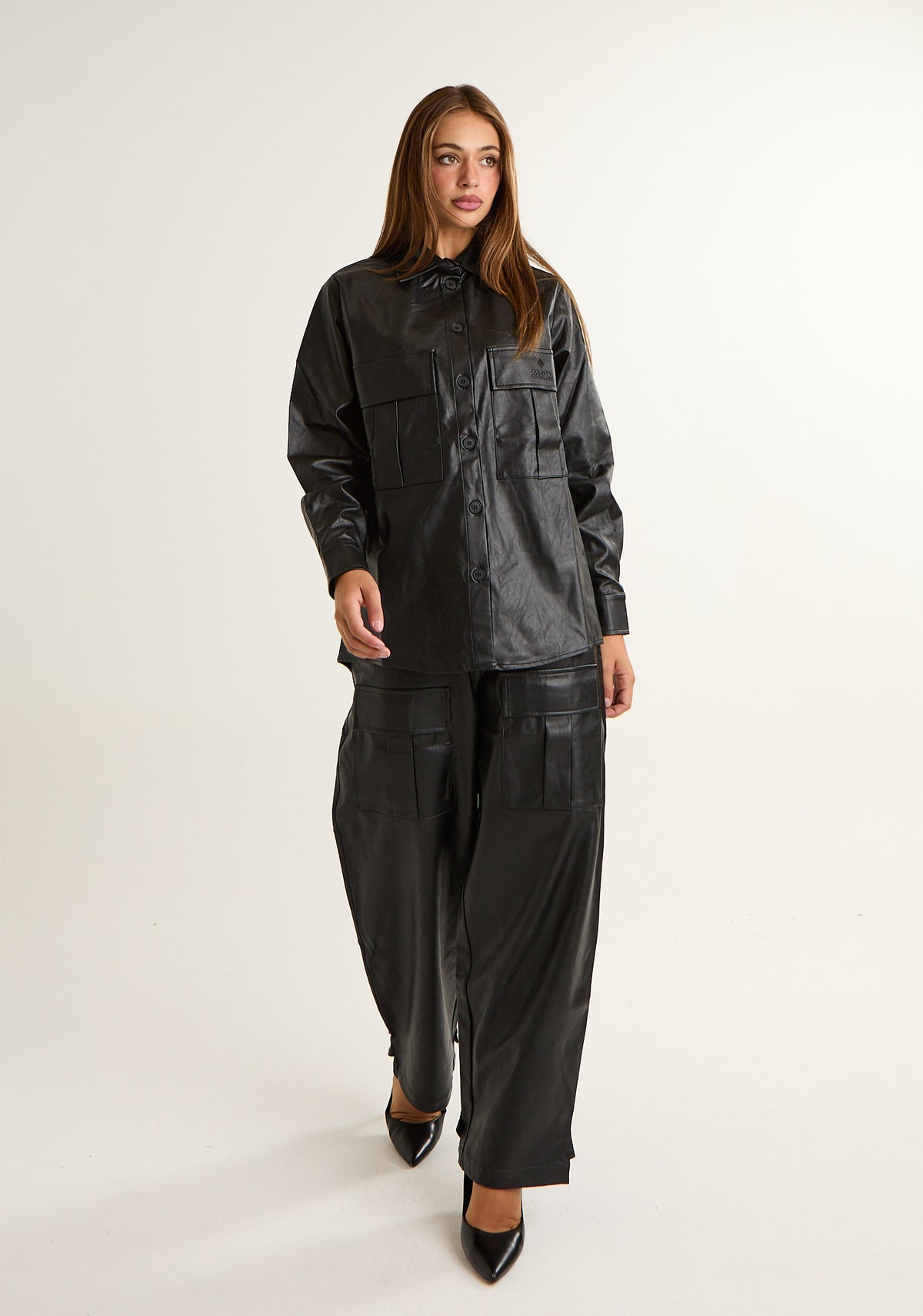 Camicia oversize in ecopelle