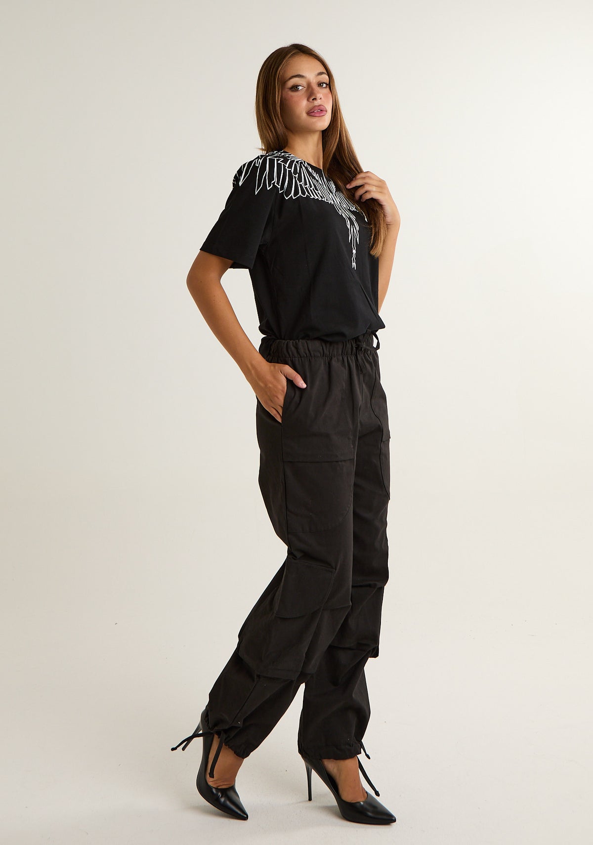 Pantalone cargo in gabardine