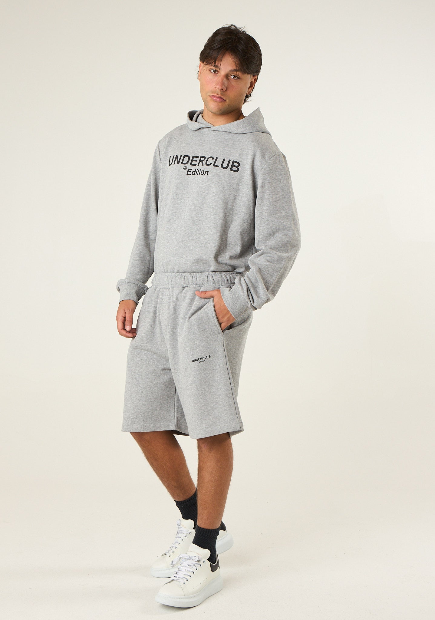 Bermuda in felpa a gamba dritta