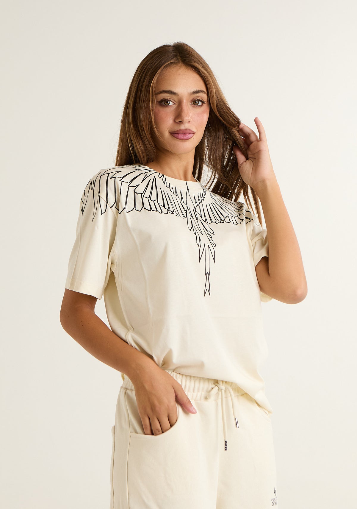 T-shirt con ali a contrasto
