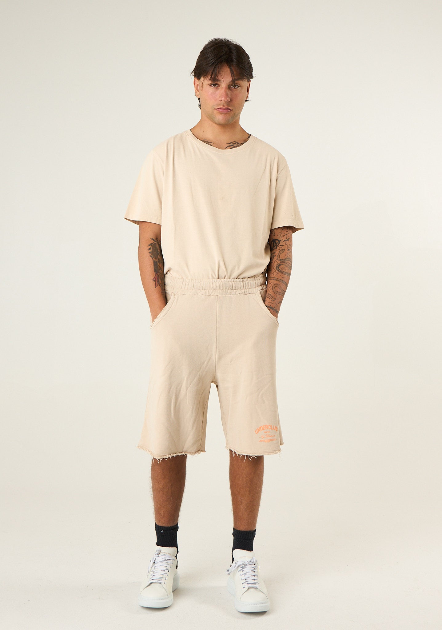 Bermuda in felpa a taglio vivo