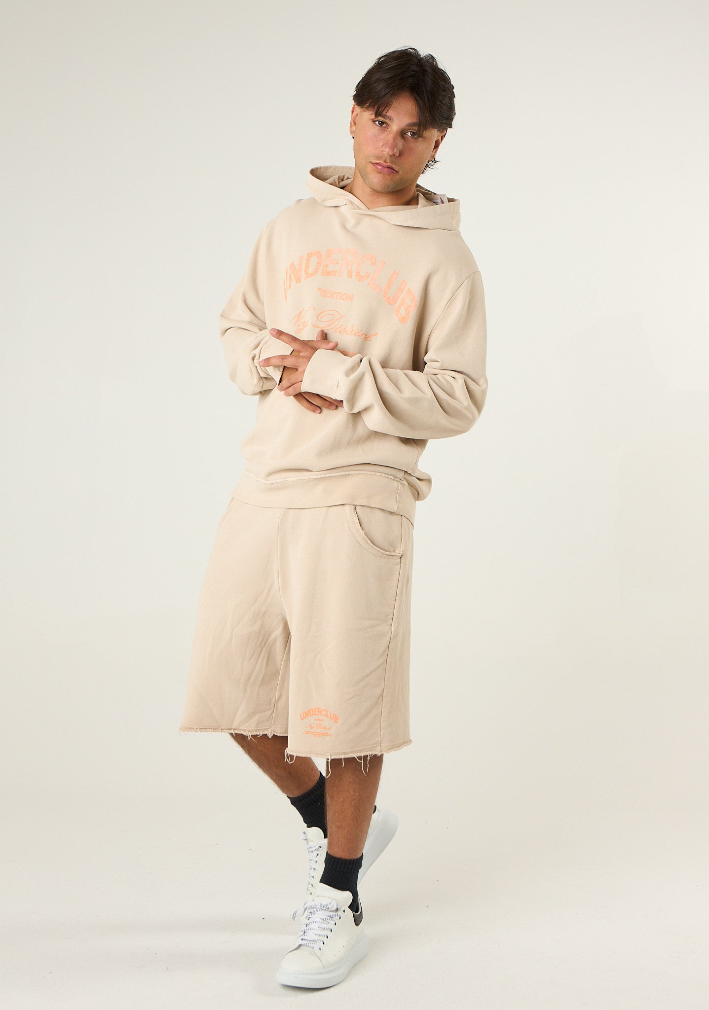 Bermuda in felpa a taglio vivo