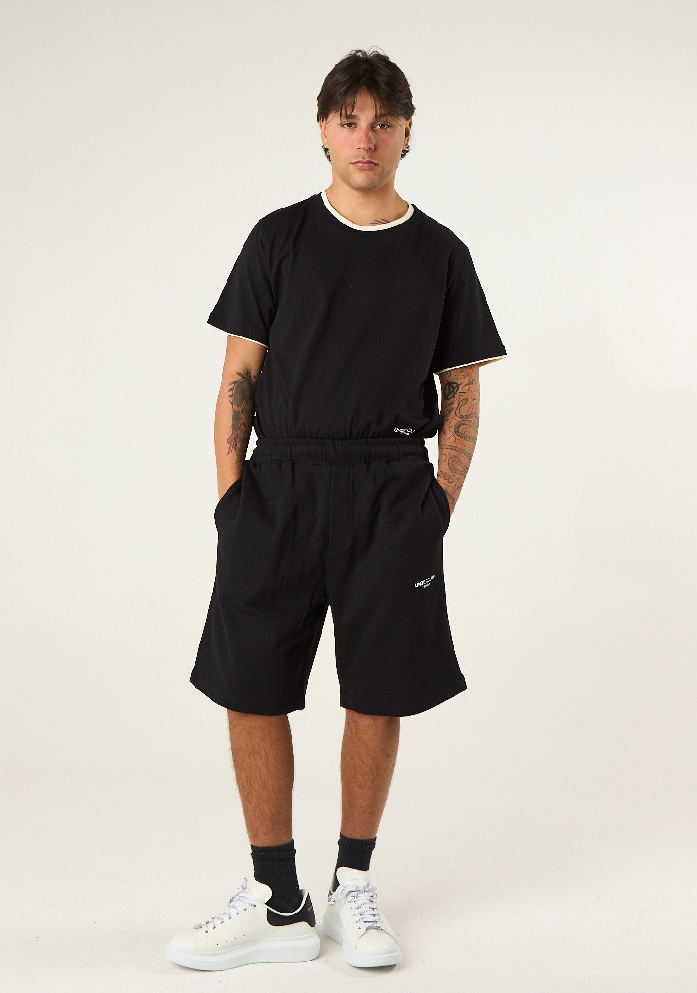 Bermuda in felpa a gamba dritta