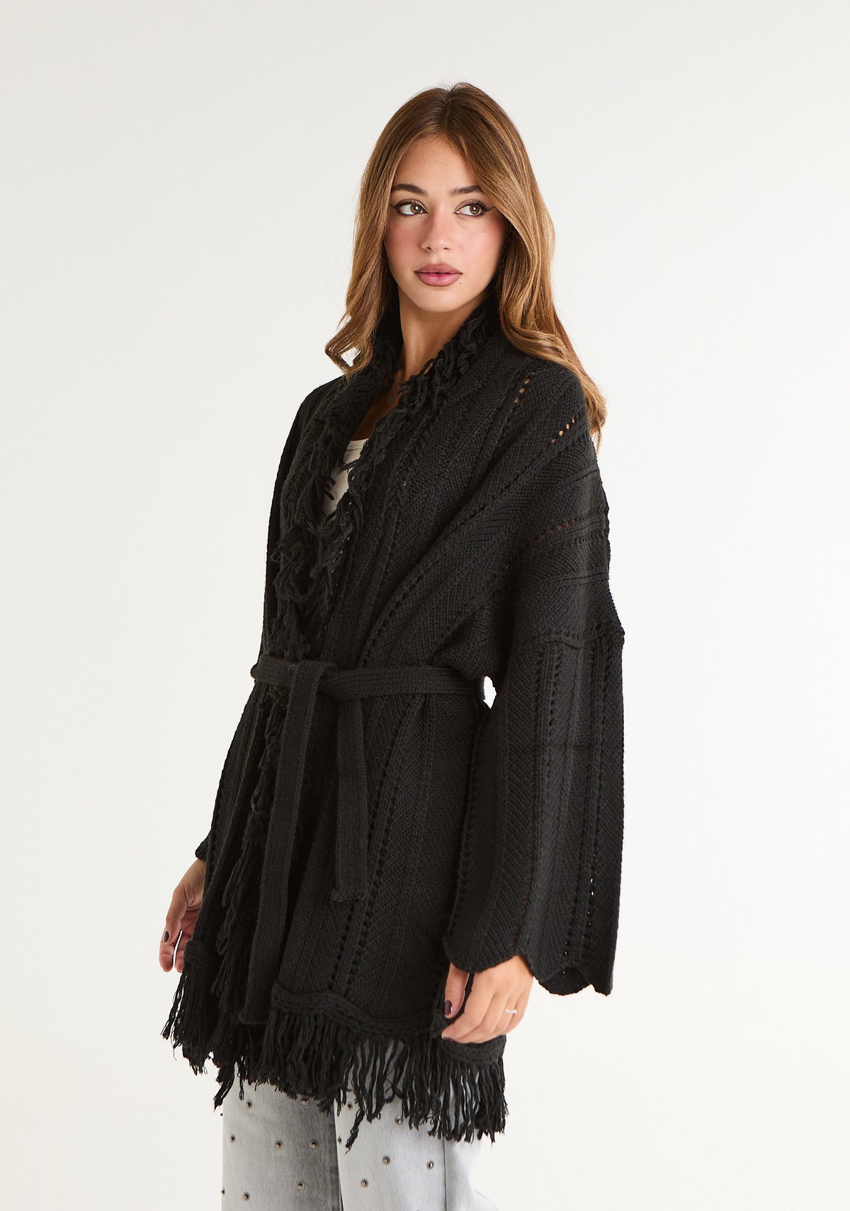Cardigan con frange