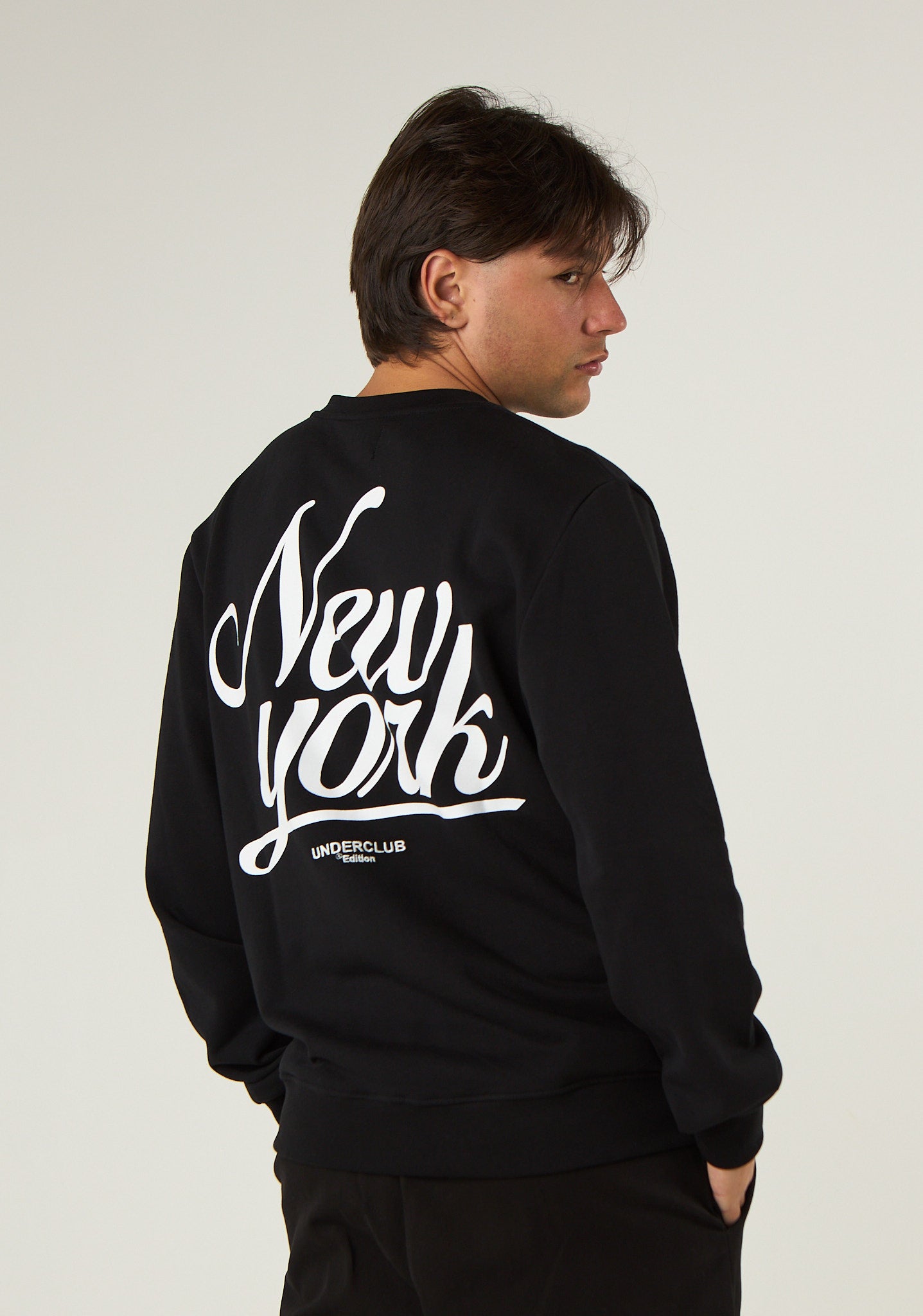 Felpa con stampa New York posteriore
