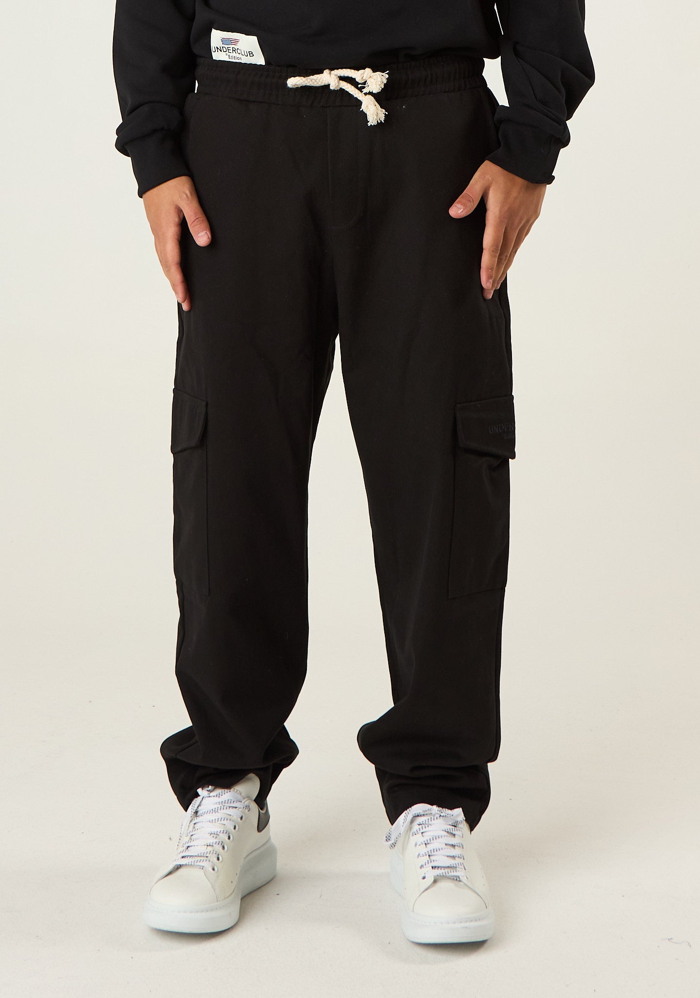 Pantalone cargo in gabardina