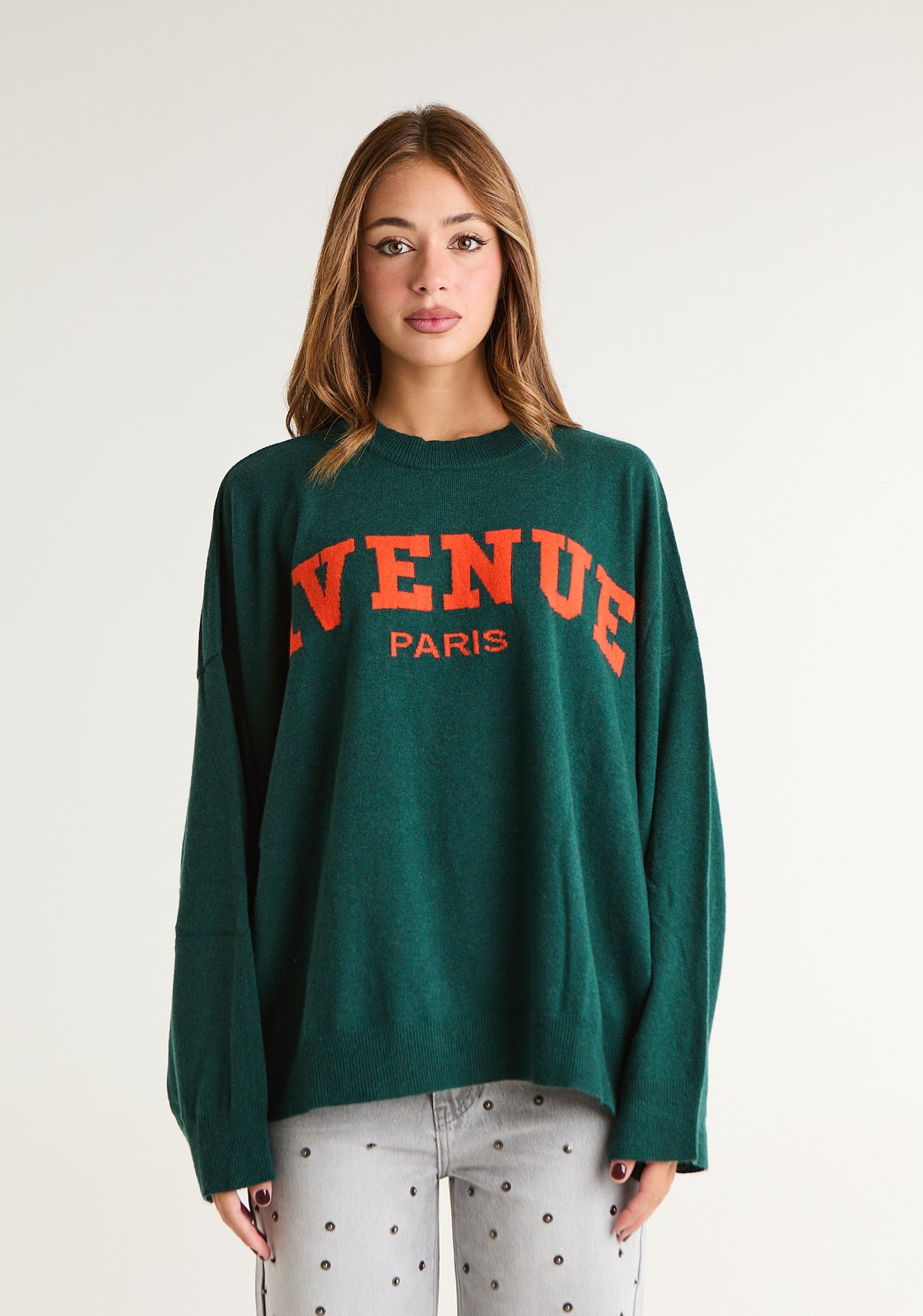 Maglia over in lana pettinata