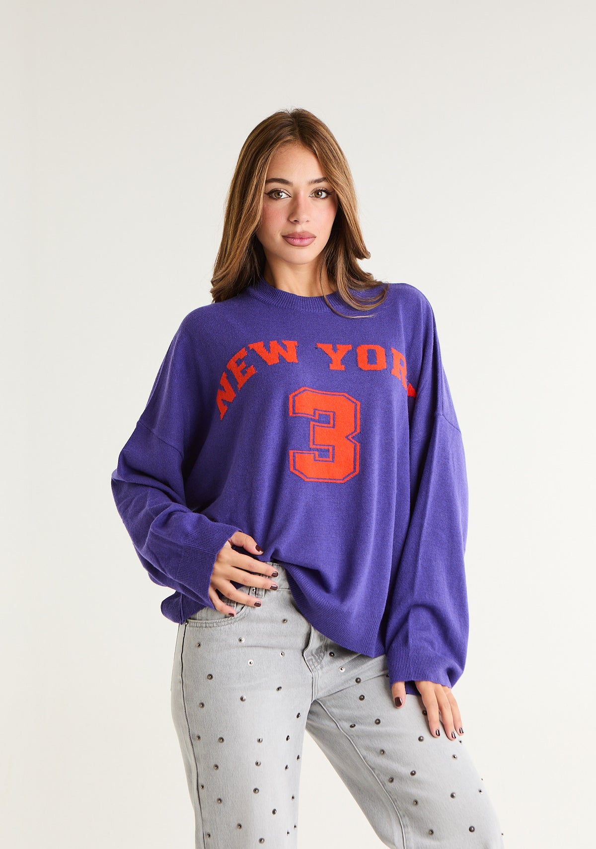 Maglia over in lana pettinata