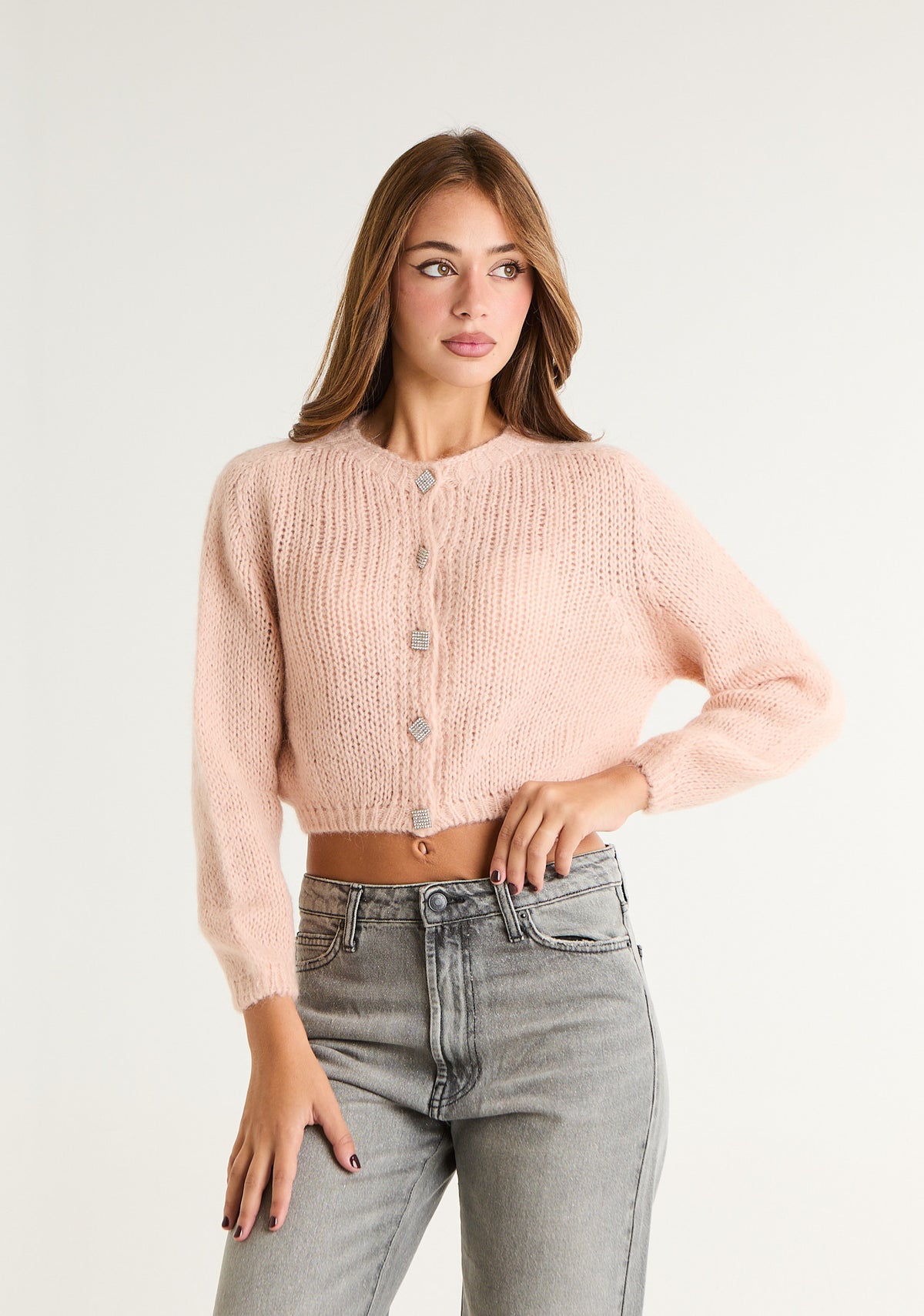 Cardigan corto in maglia spessa