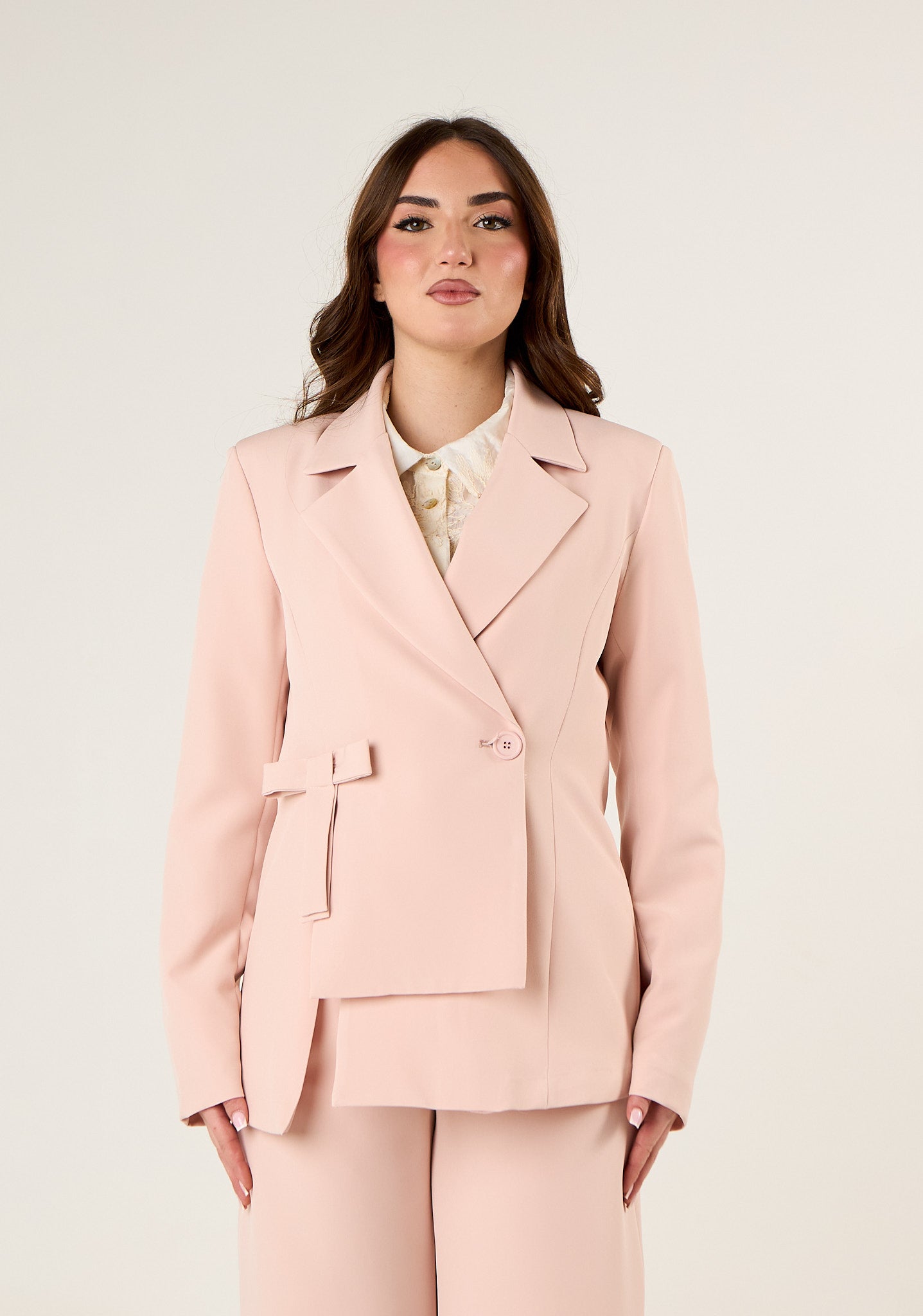 Giacca doppiopetto con fiocco