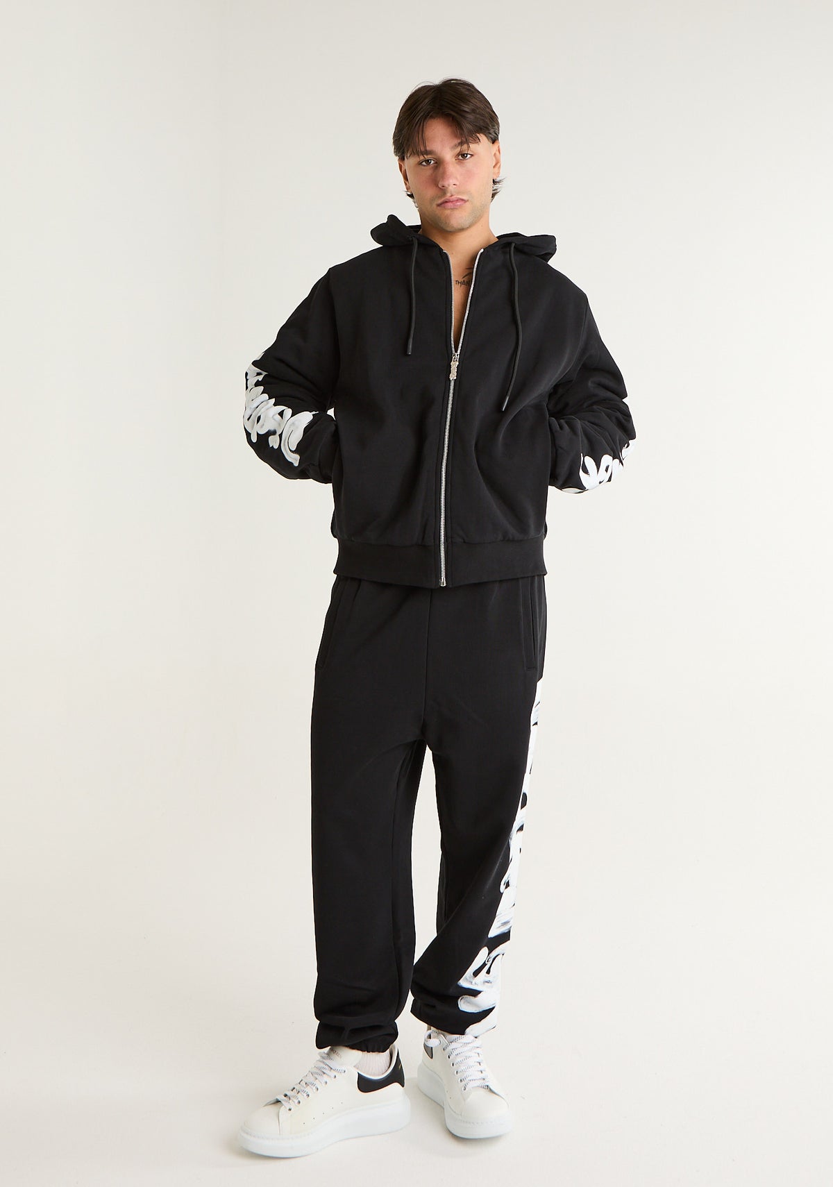 Felpa fullzip con stampa su maniche