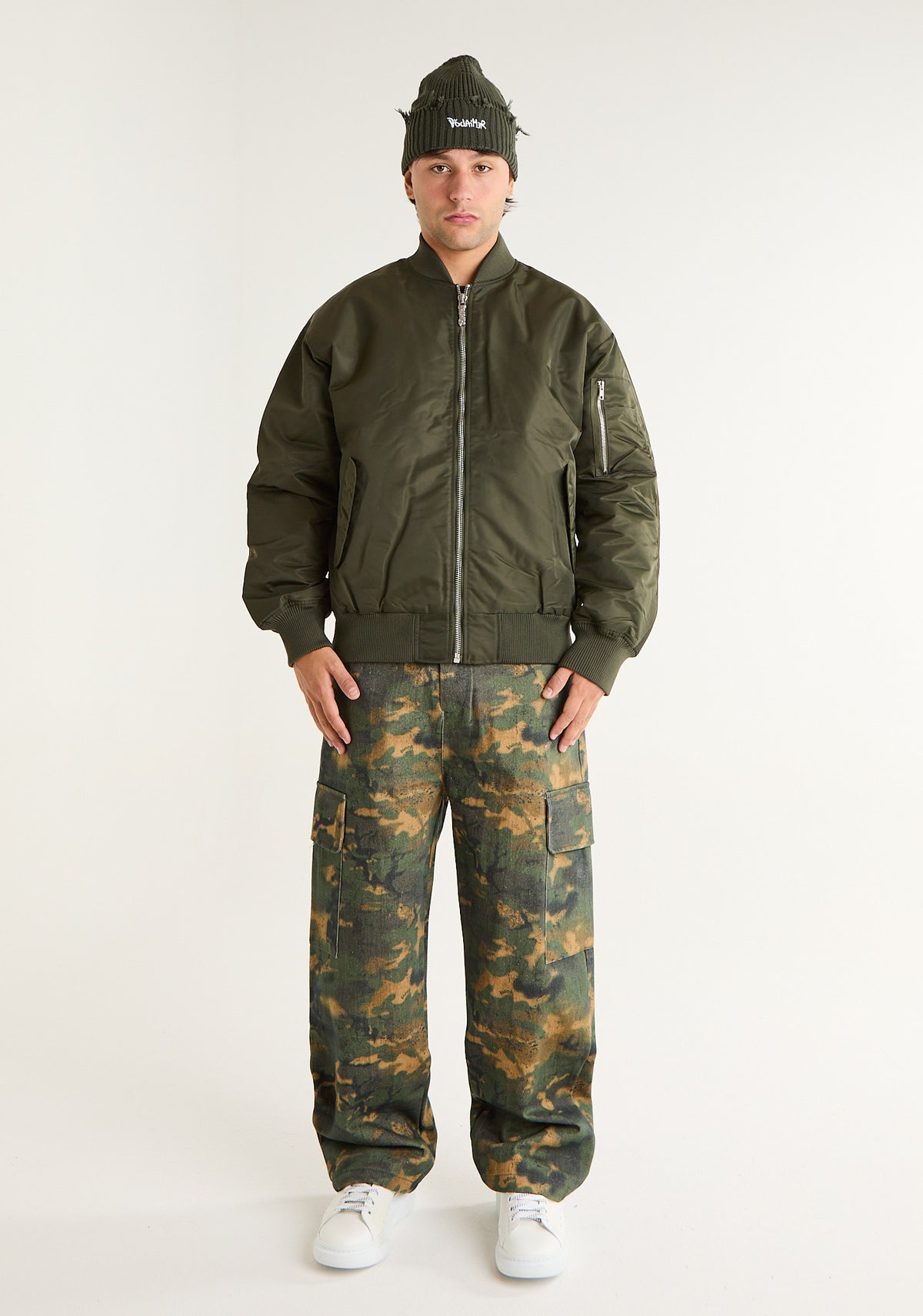 Pantalone in denim camouflage