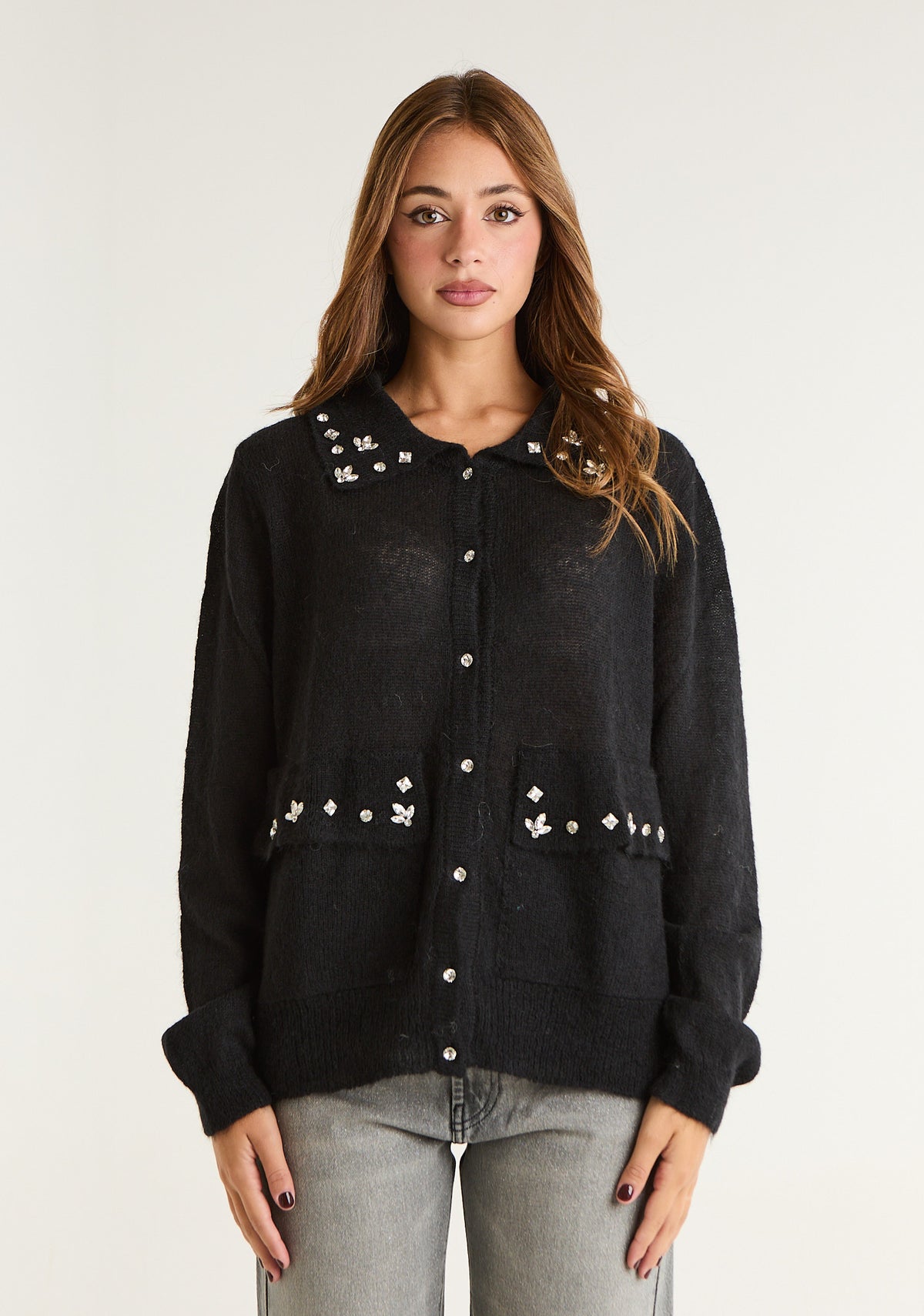 Maglia in misto lana con applicazioni