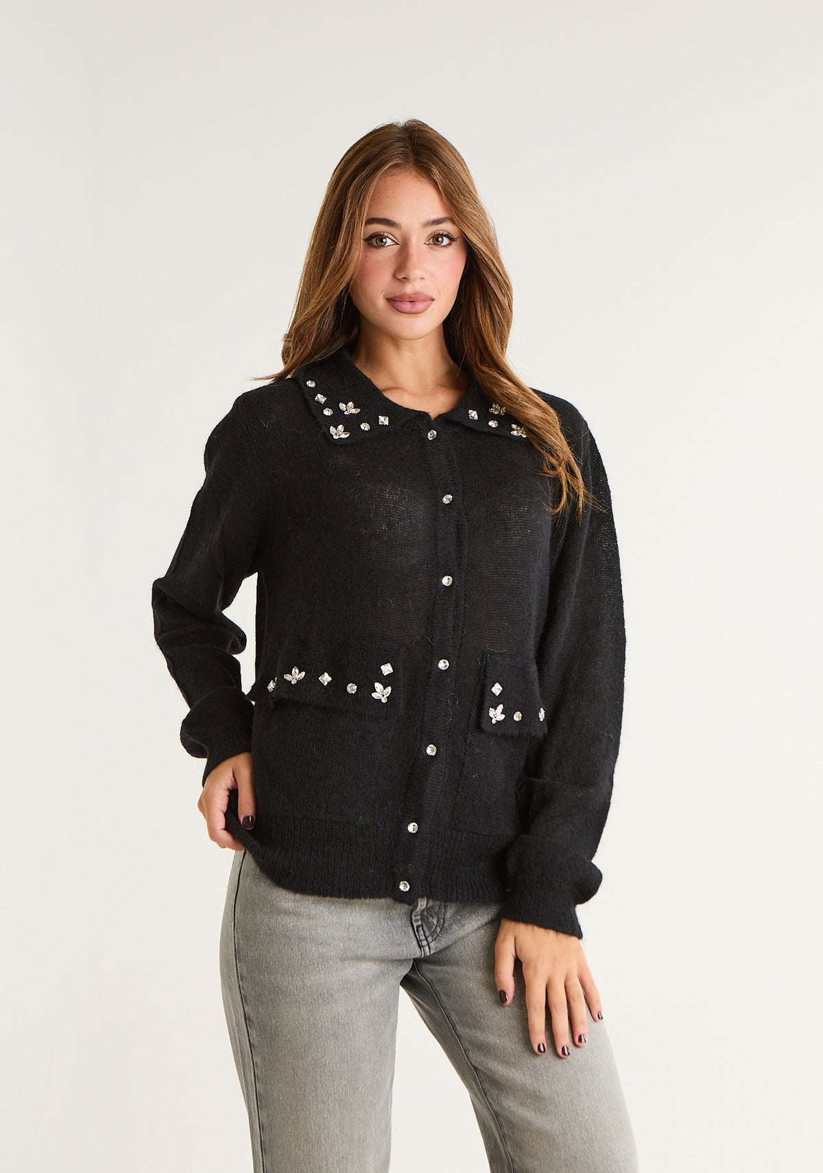 Maglia in misto lana con applicazioni
