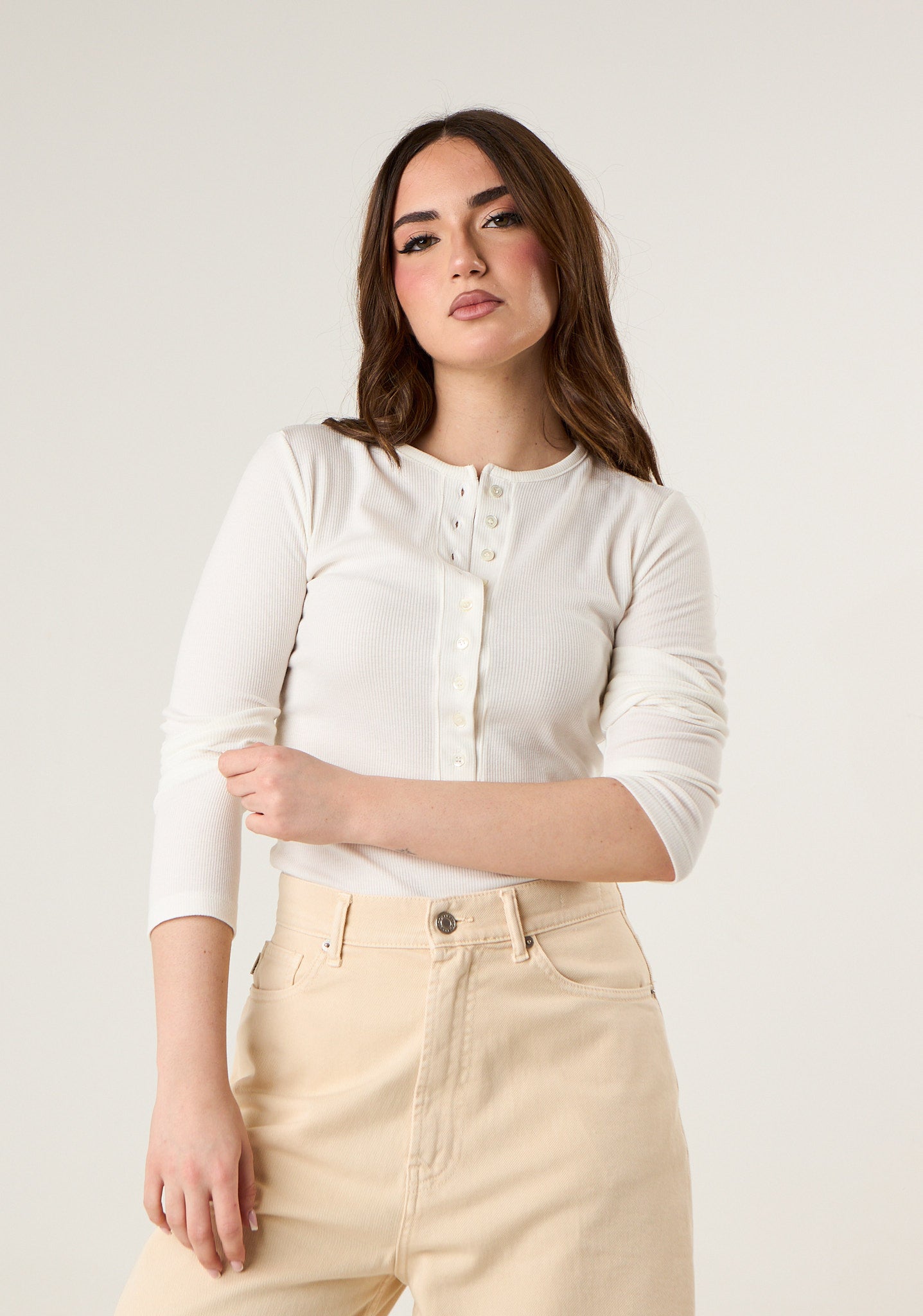 Maglia a costine a maniche lunghe