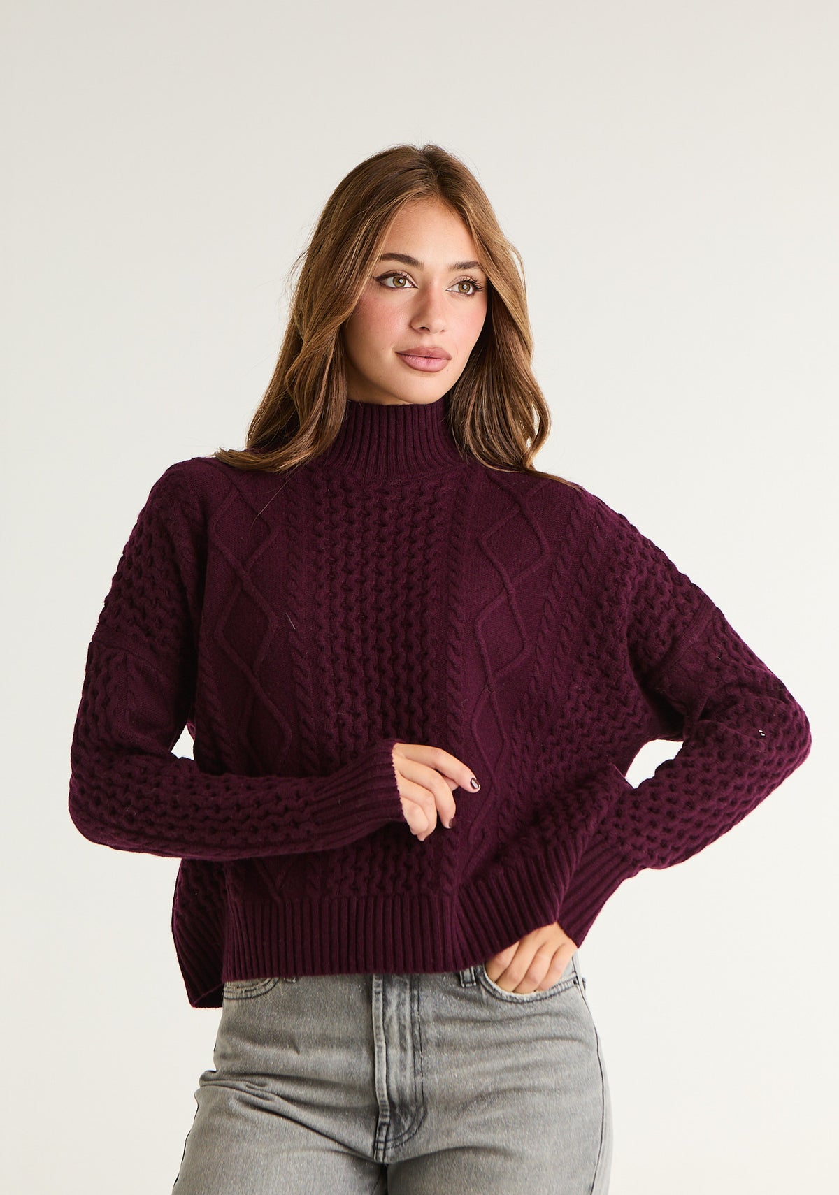 Maglione a lavorazione mista