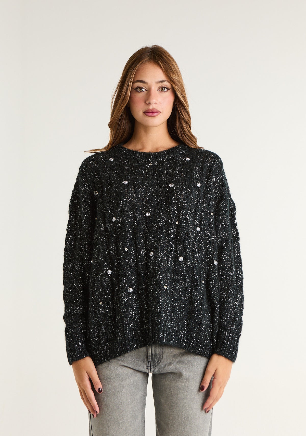 Maglione lurex con applicazioni