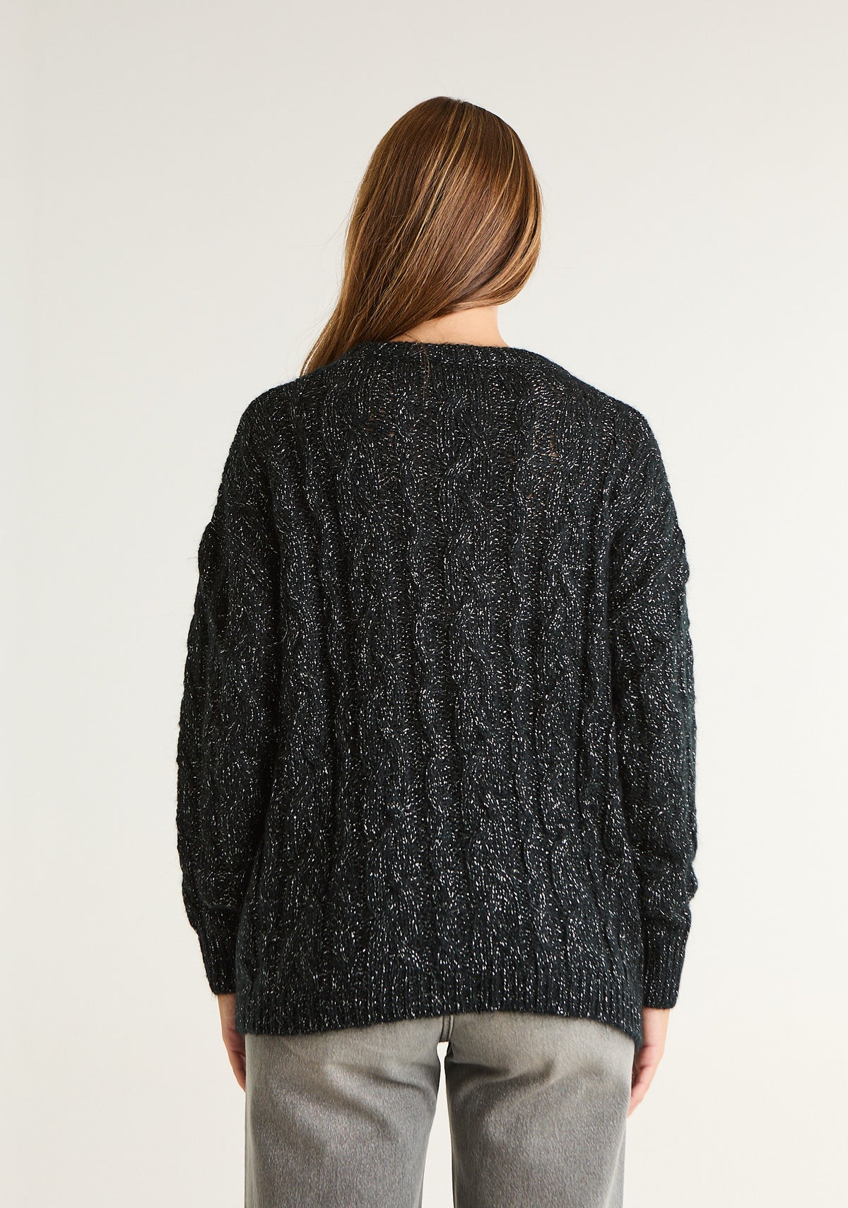 Maglione lurex con applicazioni