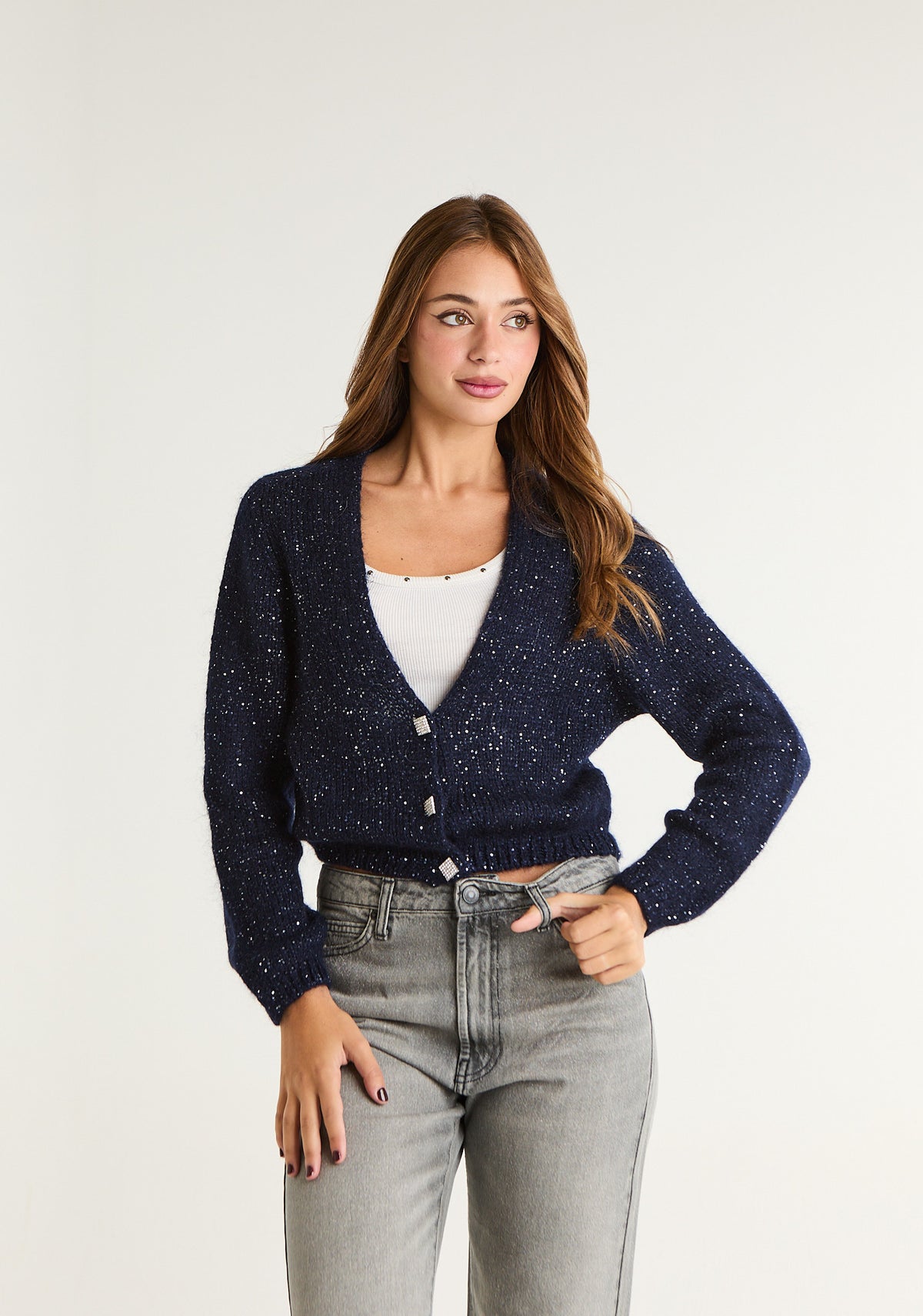 Cardigan crop lurex