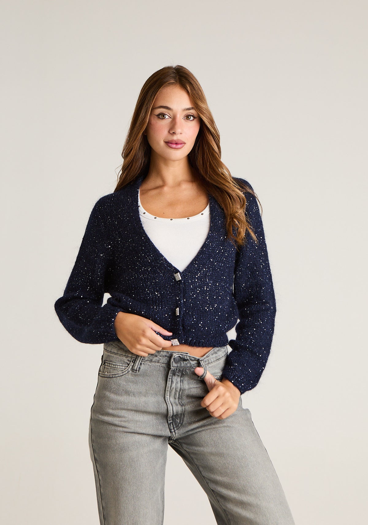 Cardigan crop lurex
