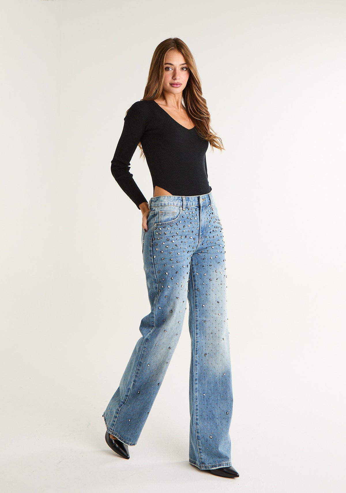 Jeans Aurora baggy con applicazioni