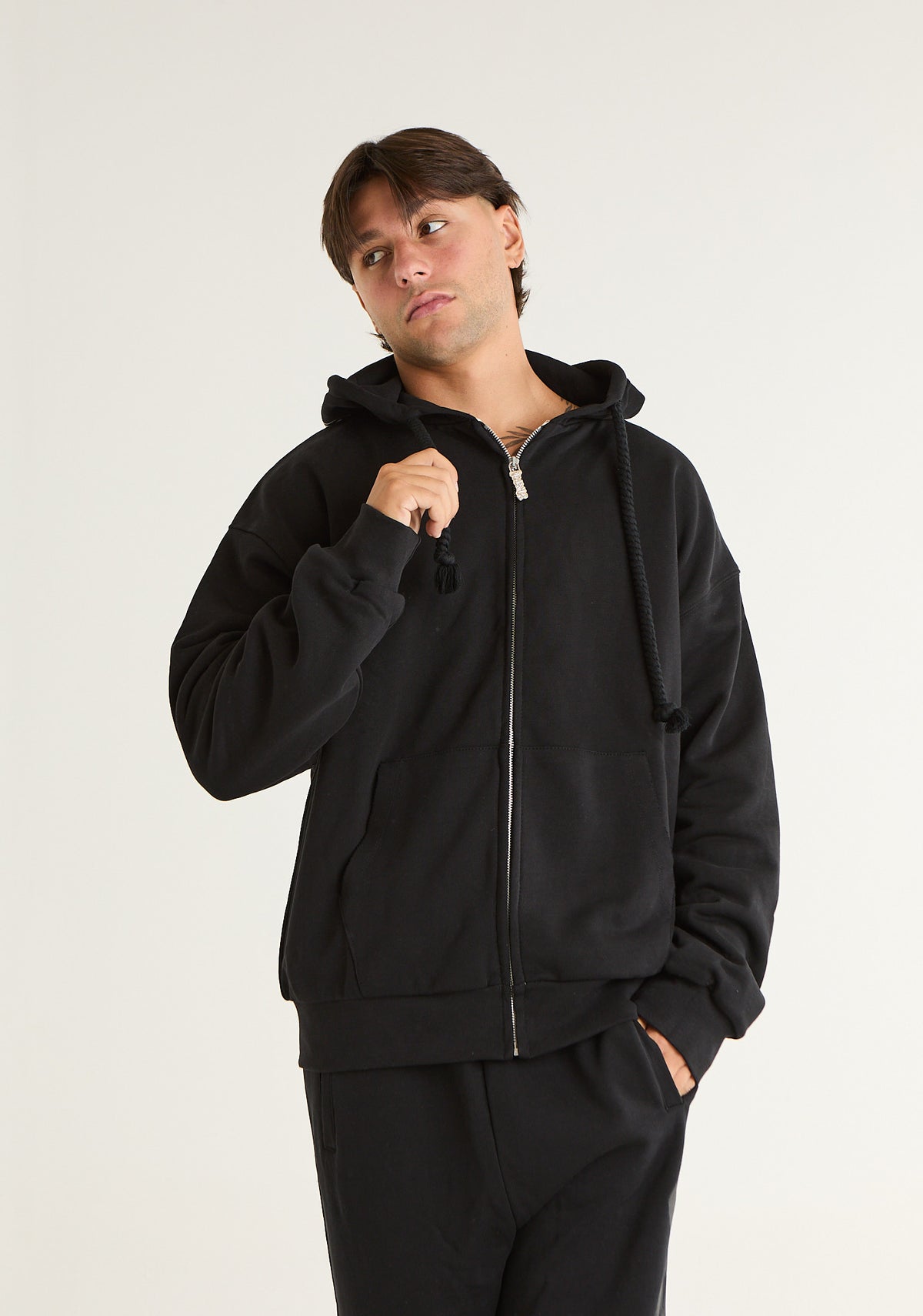 Felpa basic fullzip con stampa su cappuccio