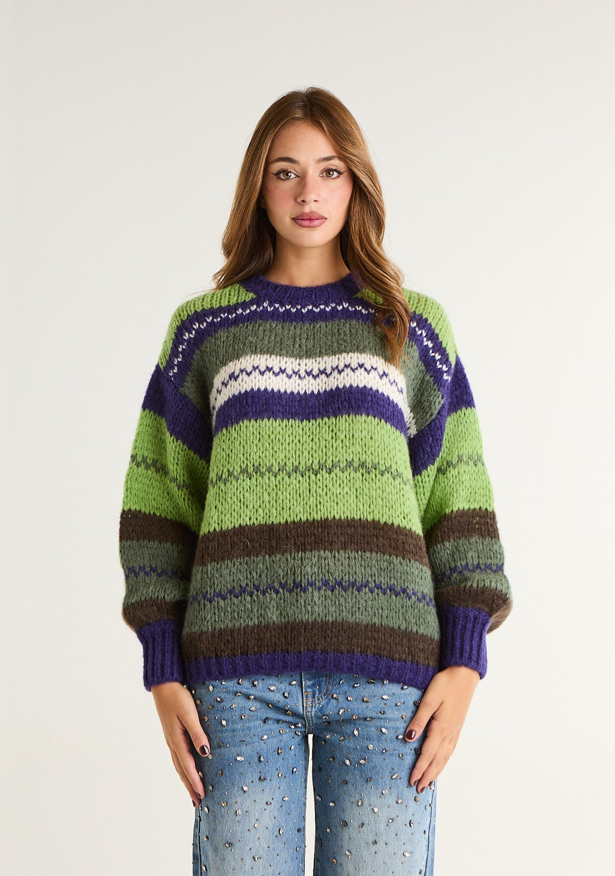 Maglione a righe multicolor