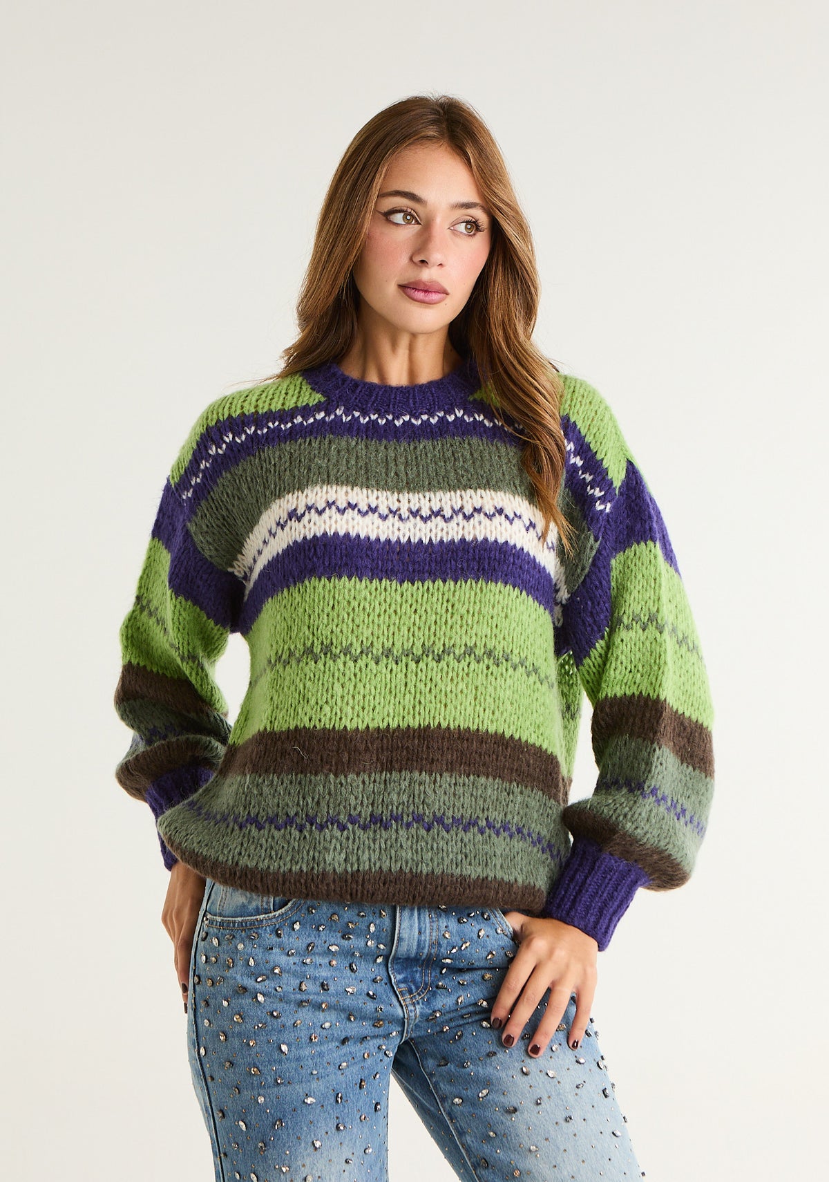 Maglione a righe multicolor