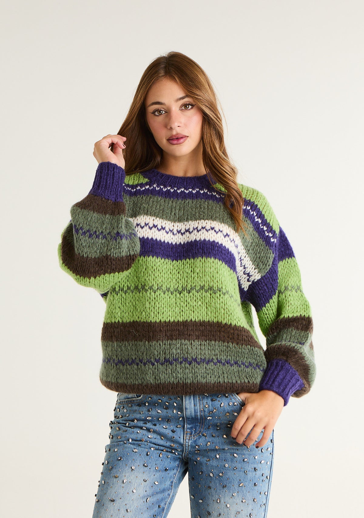 Maglione a righe multicolor