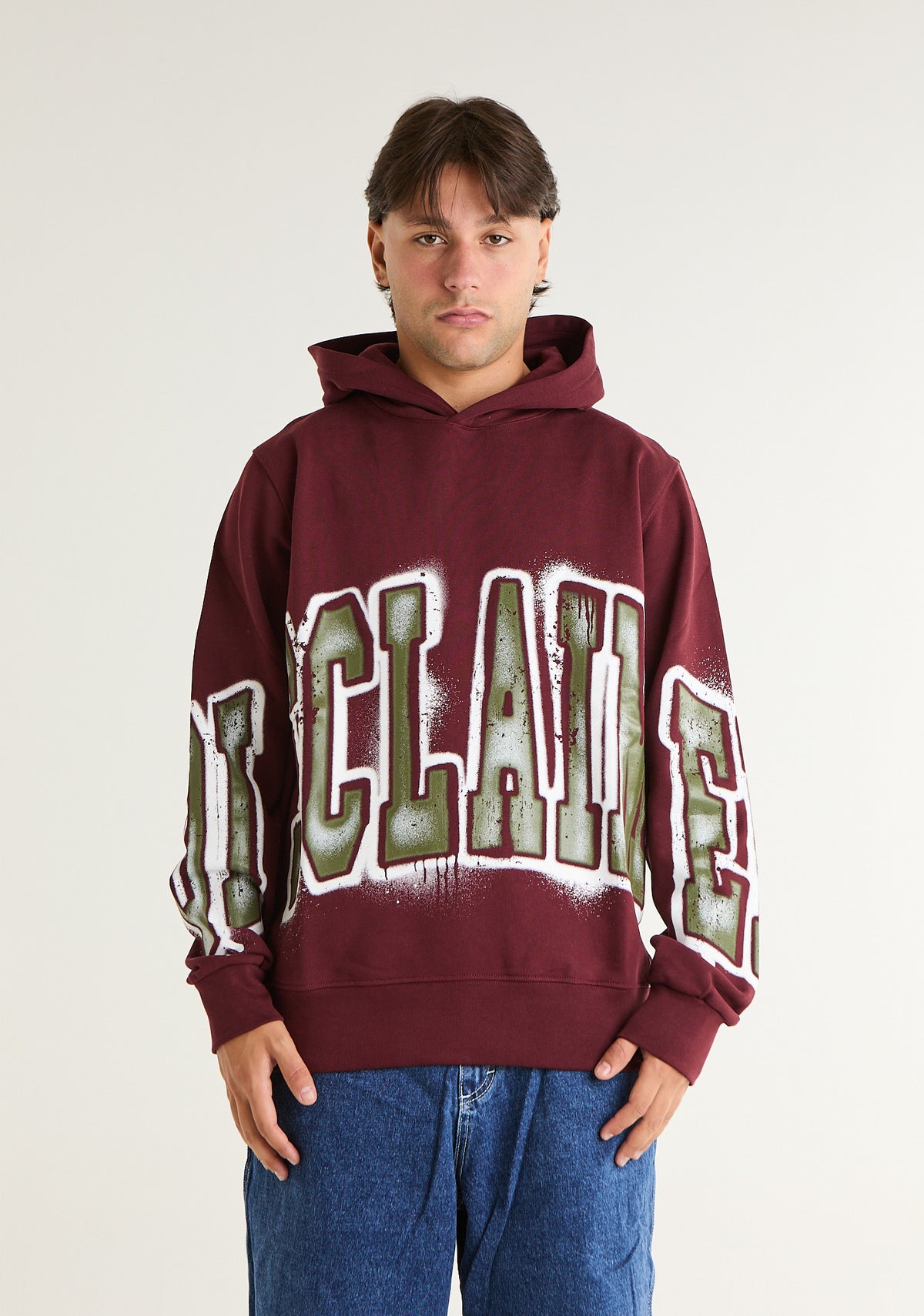 Felpa con stampa college frontale