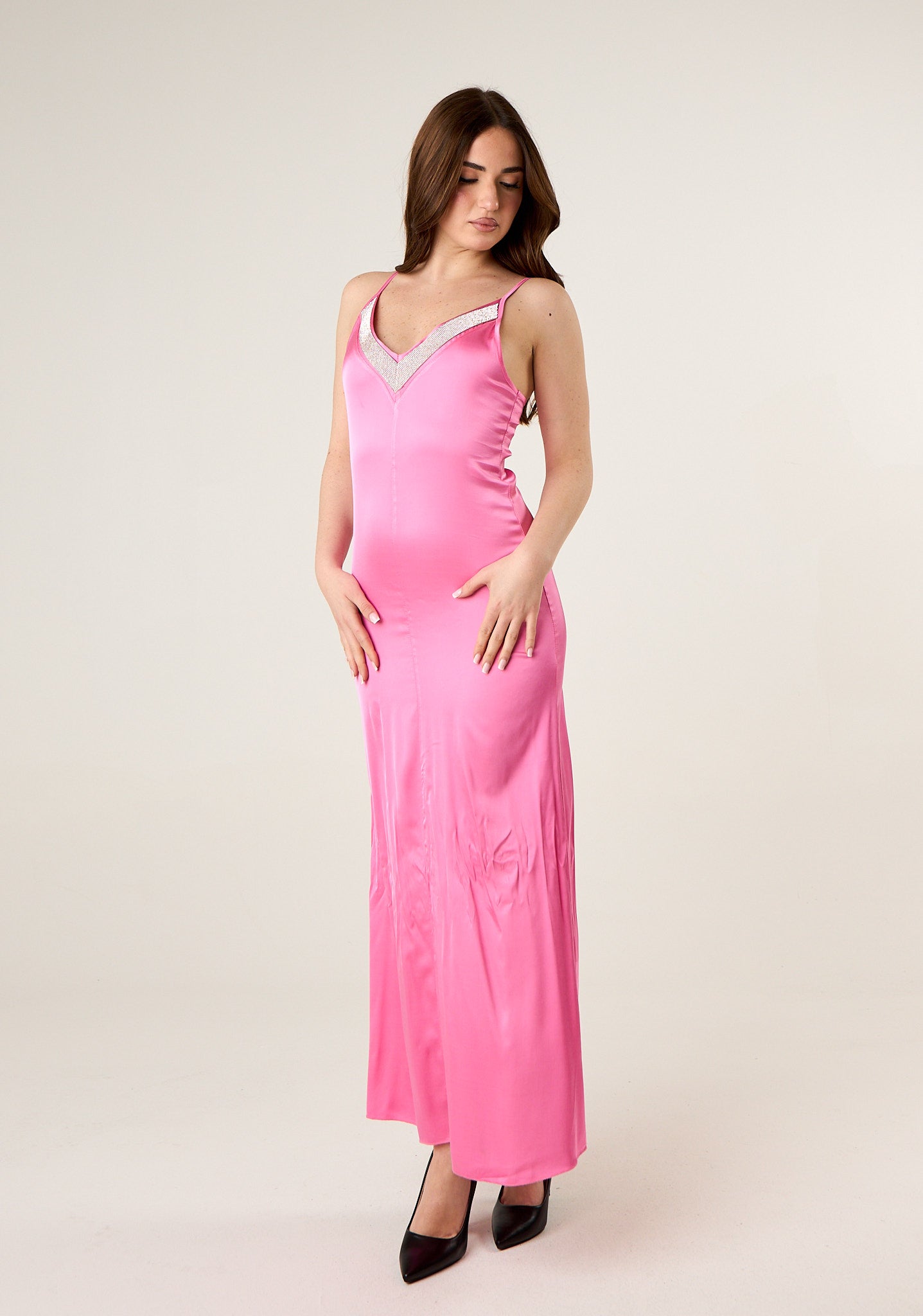 Abito lungo in simil raso