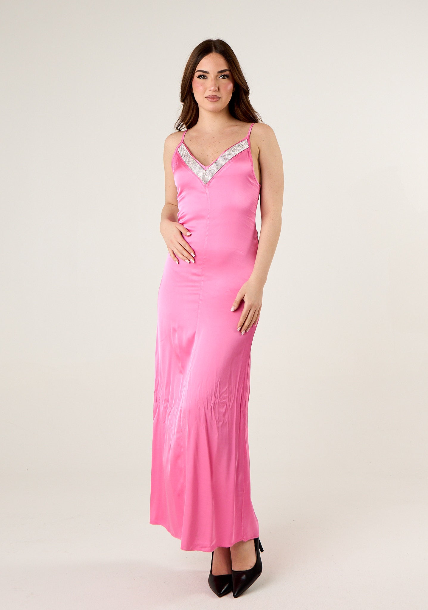 Abito lungo in simil raso