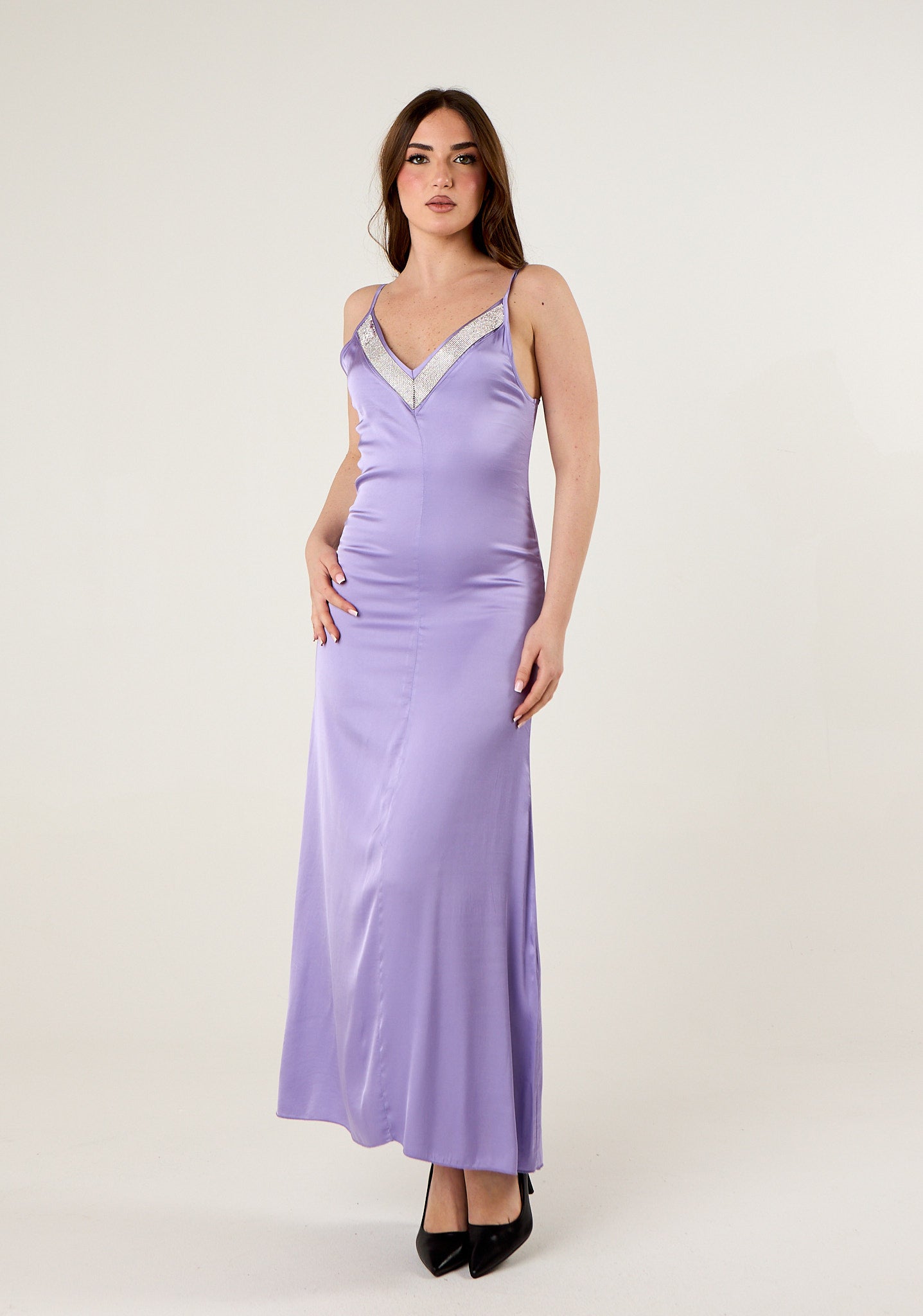 Abito lungo in simil raso