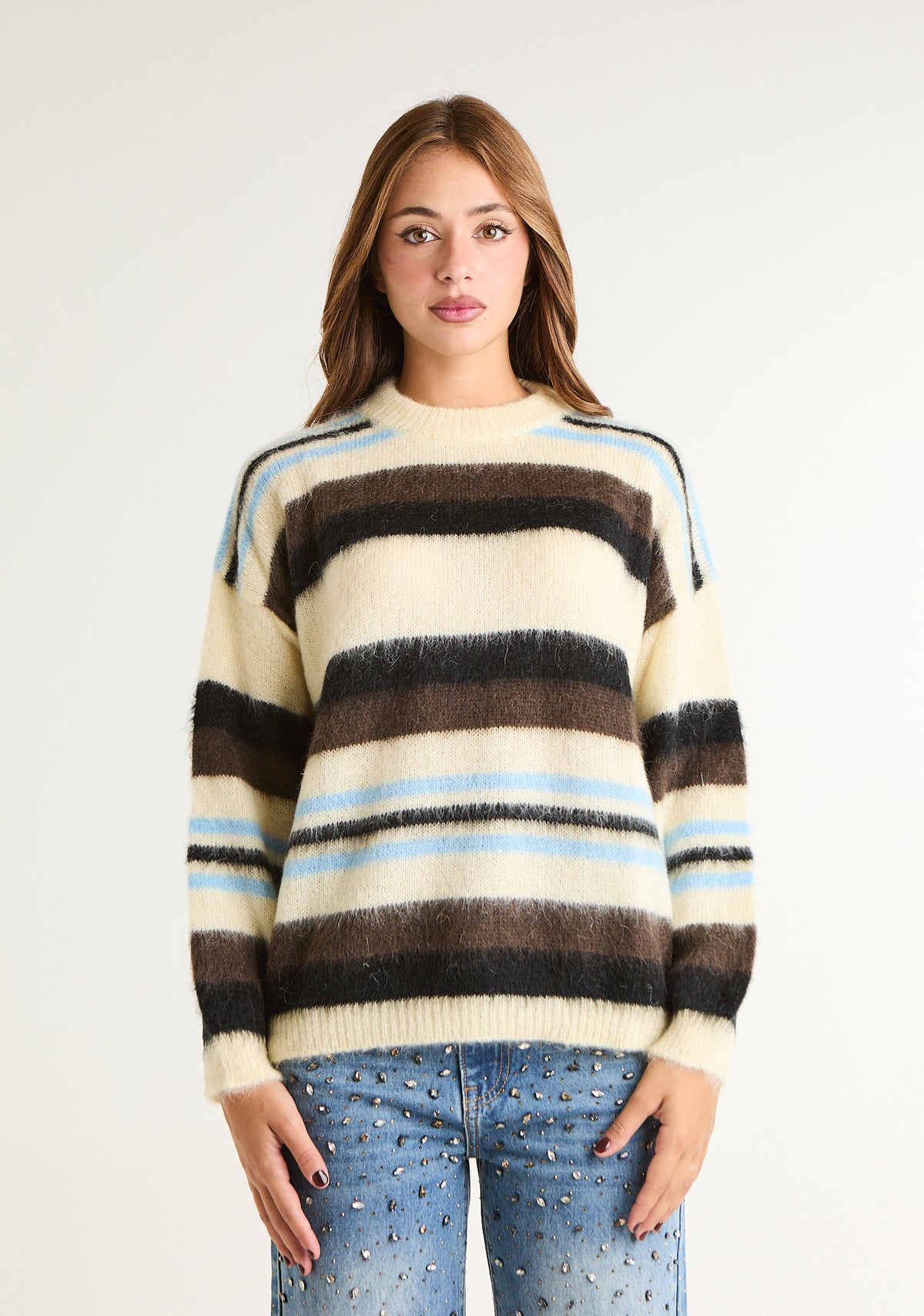 Maglia a righe in misto mohair