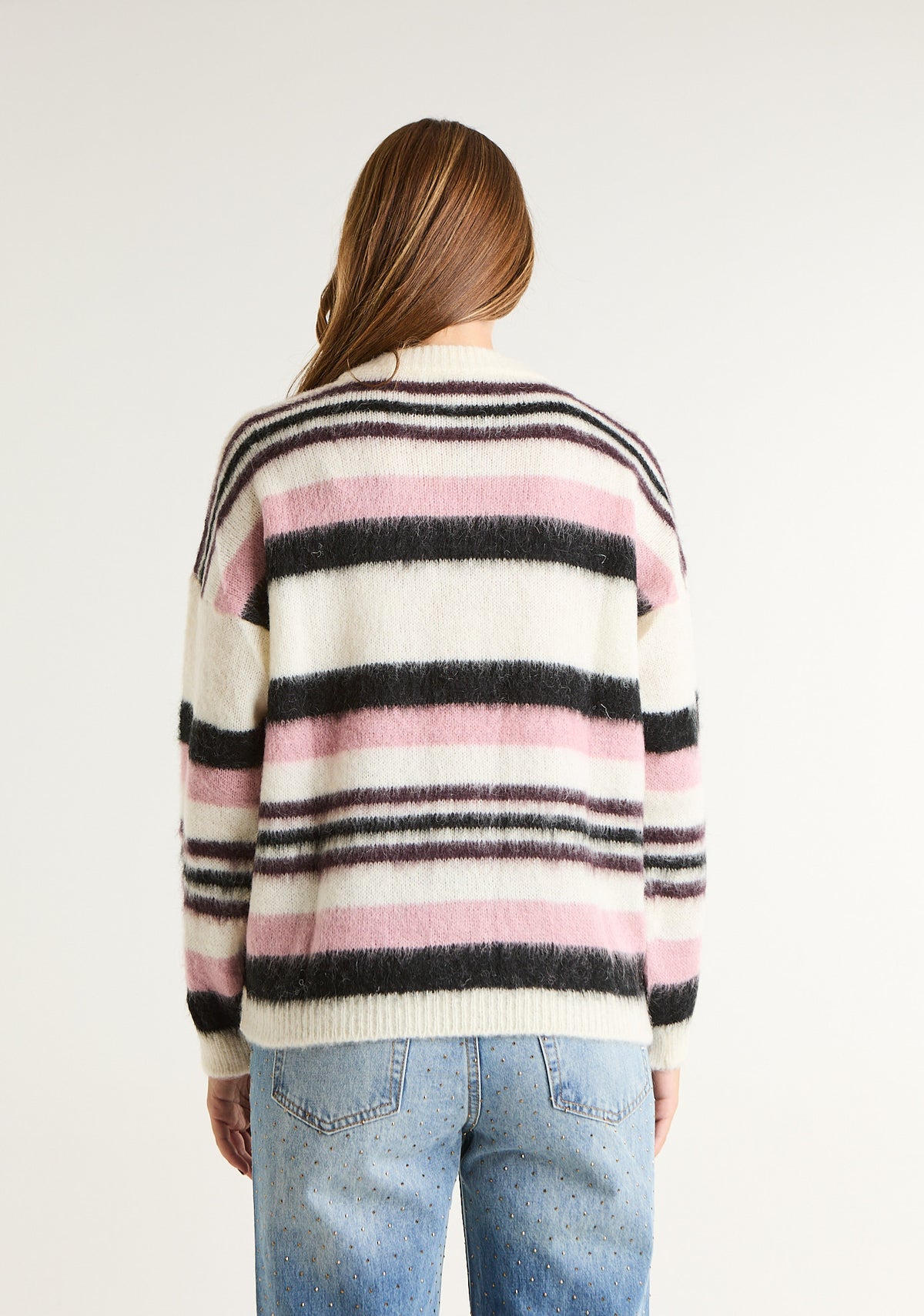 Maglia a righe in misto mohair