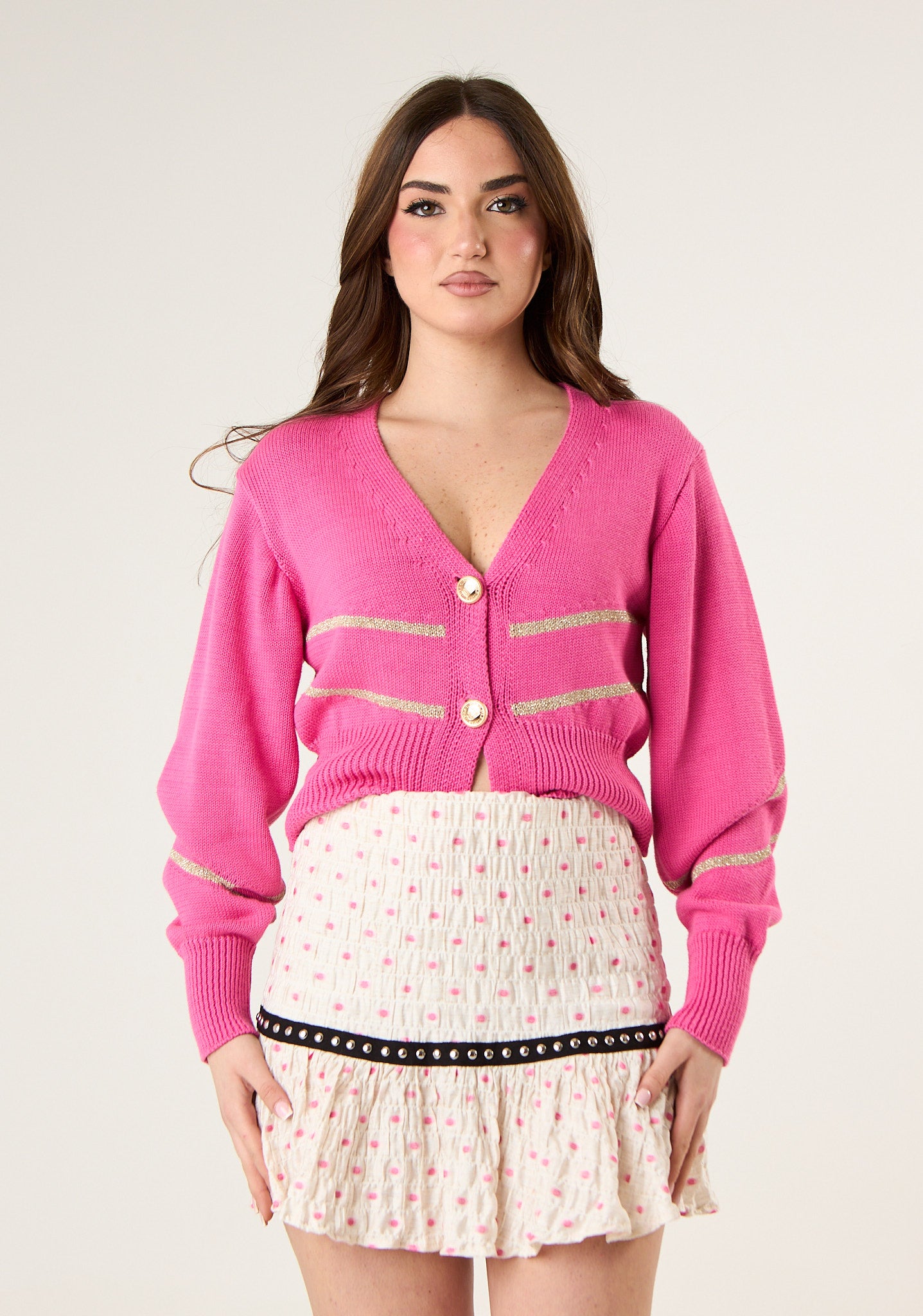 Cardigan a righe lurex