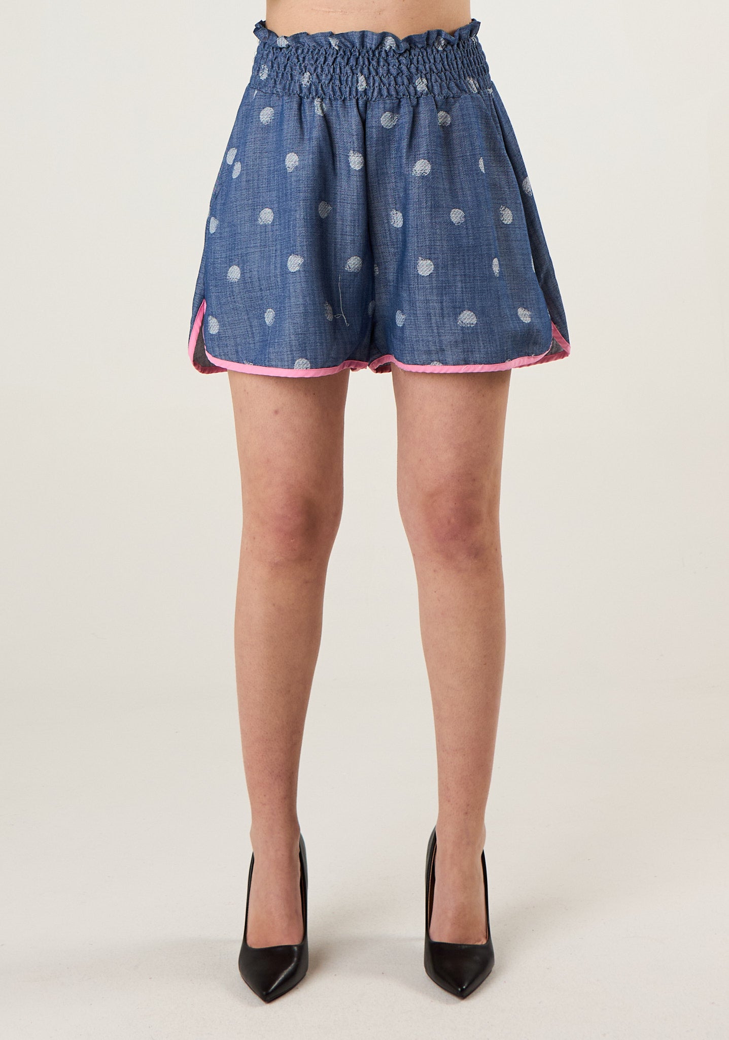 Short denim a pois