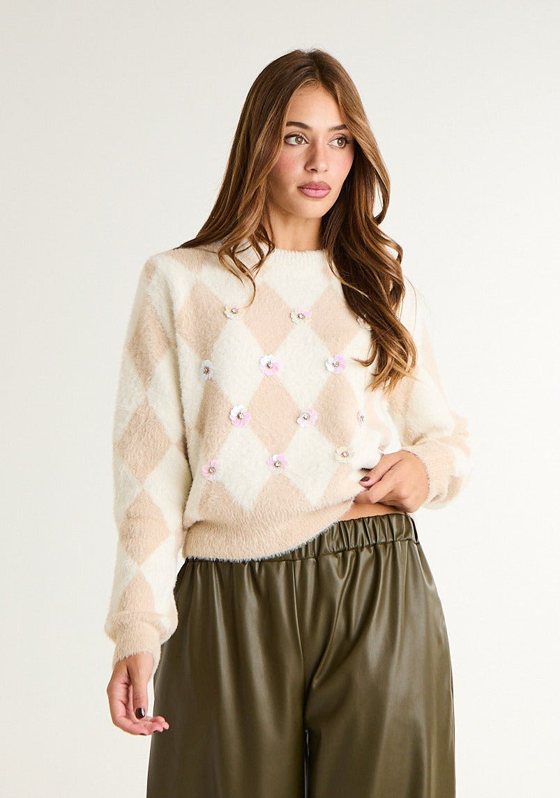 Pullover geometrico con applicazioni