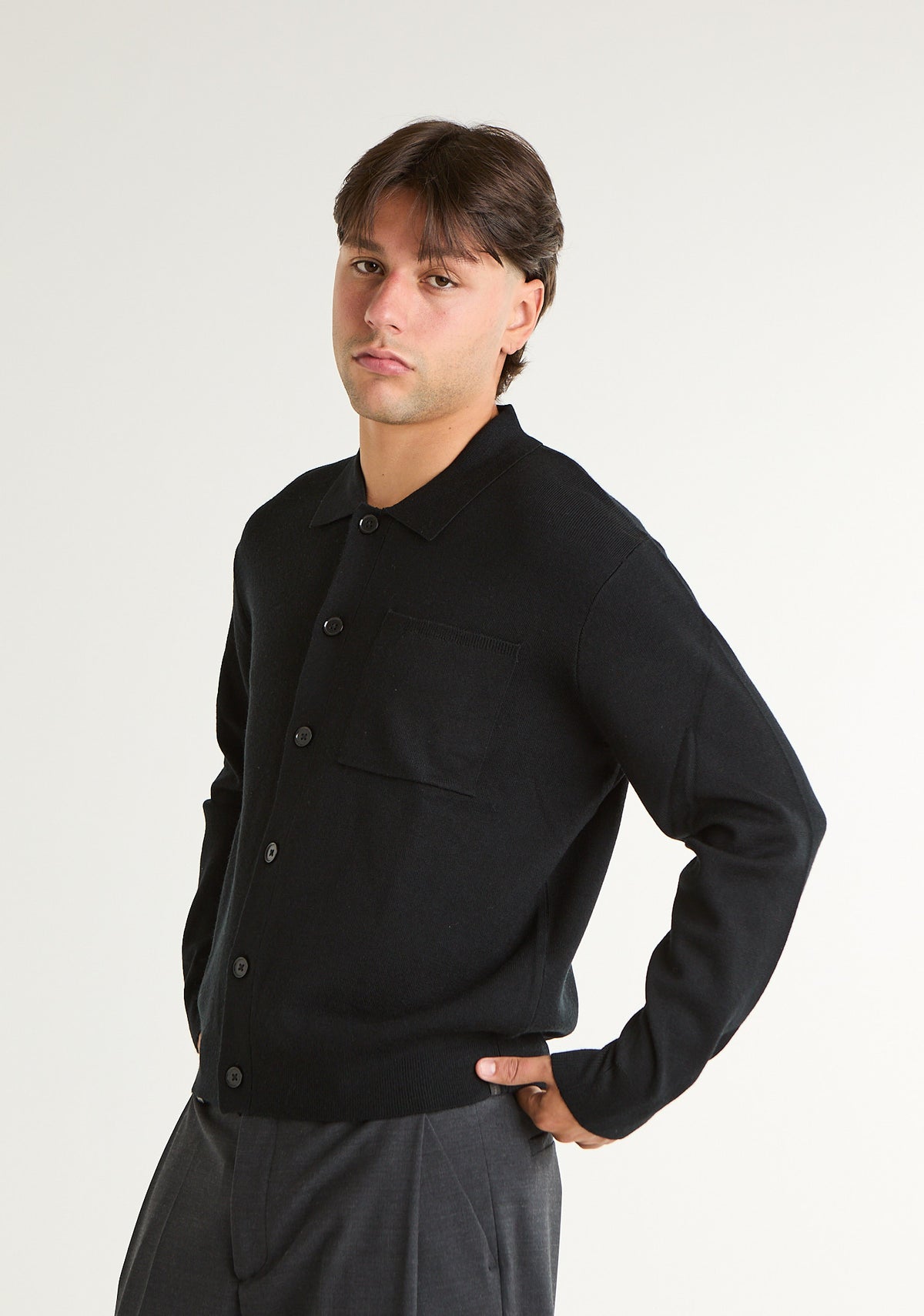 Cardigan in maglia con colletto