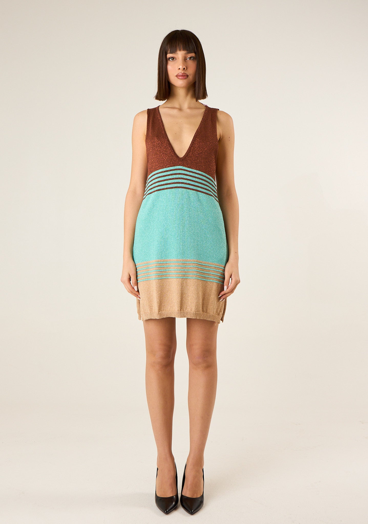 Abito corto in maglia lurex