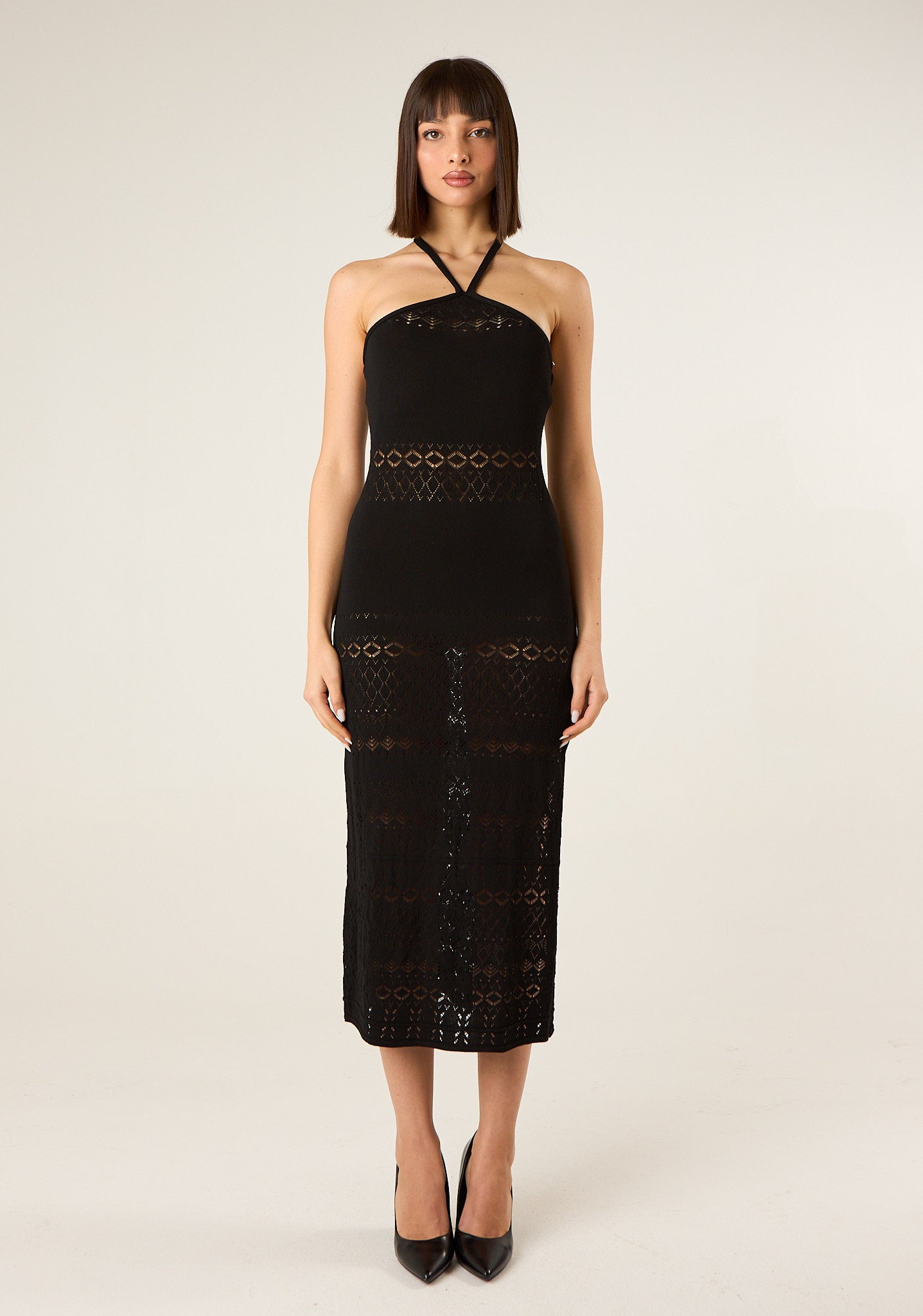 Abito lungo in maglia lavorata