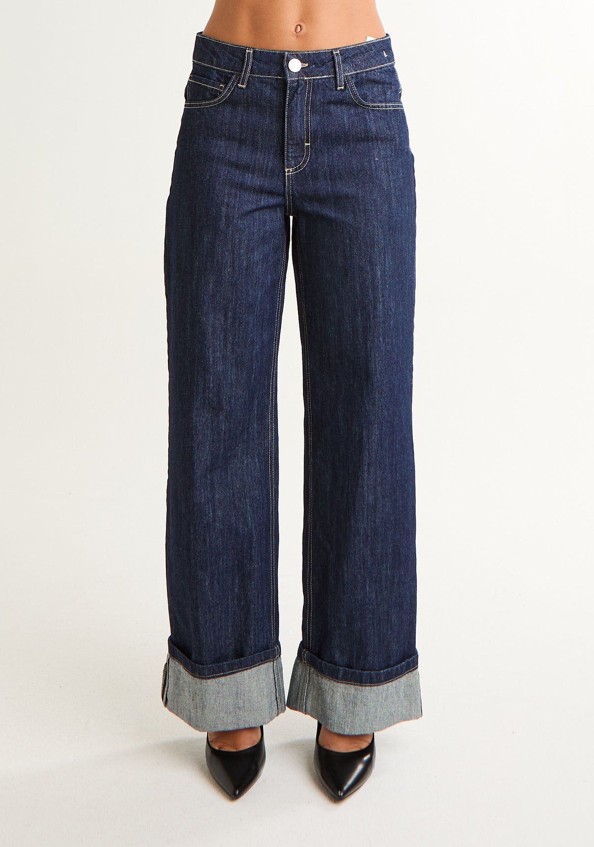 Jeans palazzo con piegone