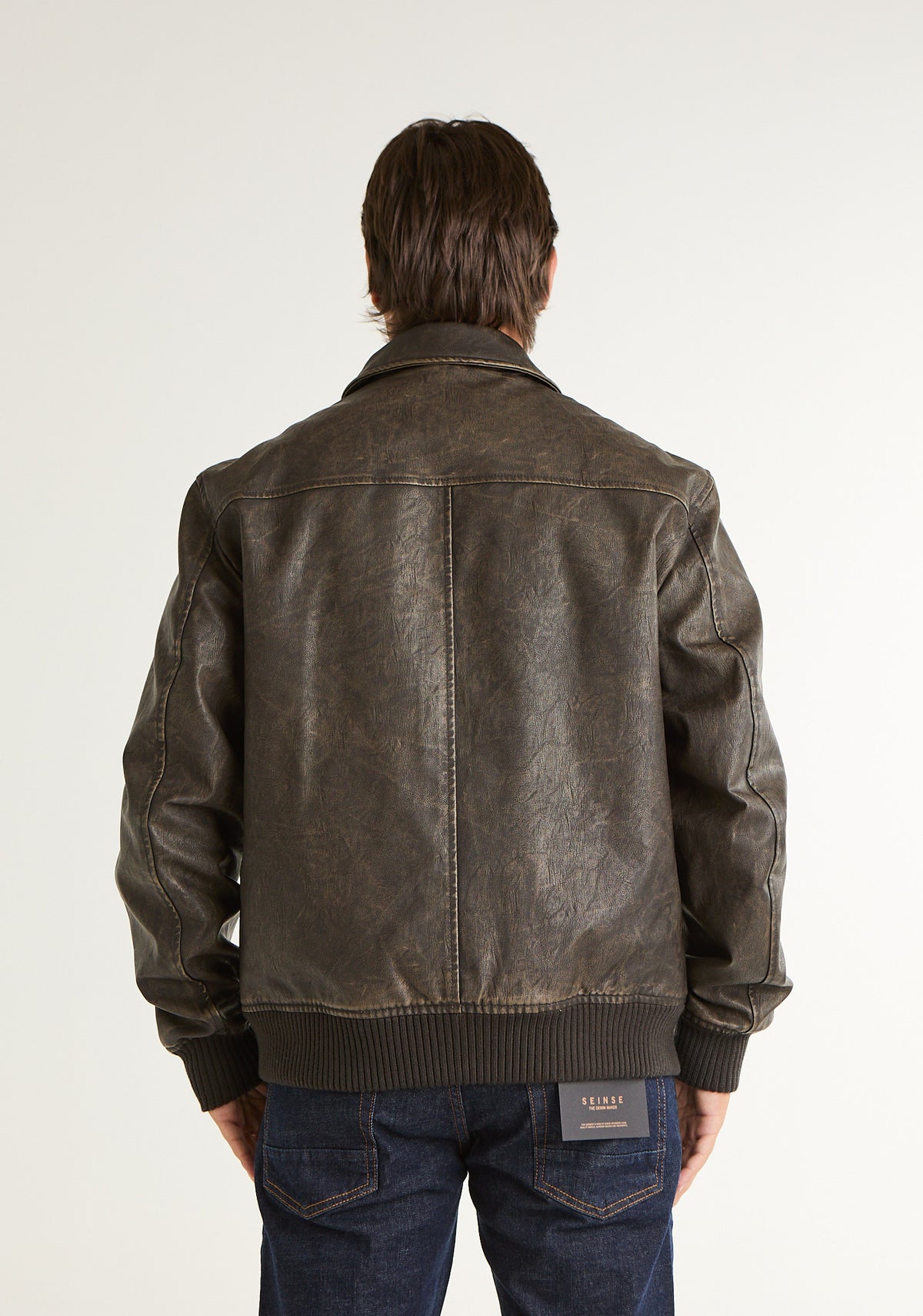 Giubbino aviator in pelle effetto invecchiata