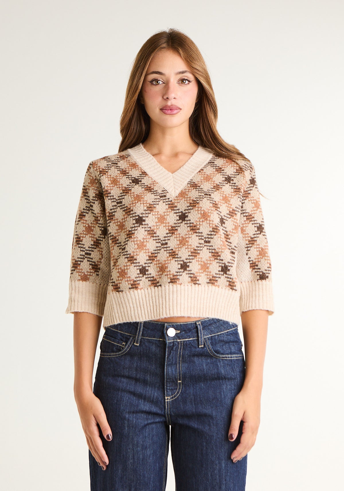 Maglia crop in misto lana