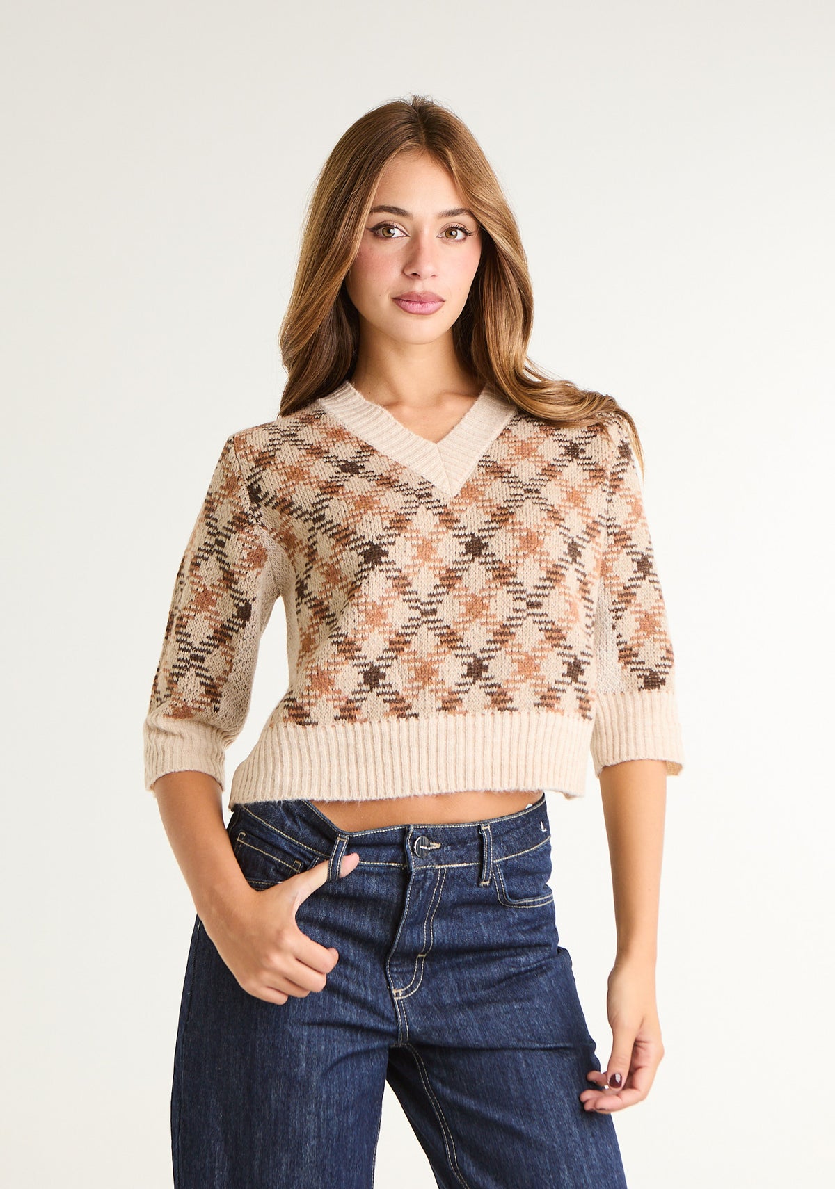 Maglia crop in misto lana
