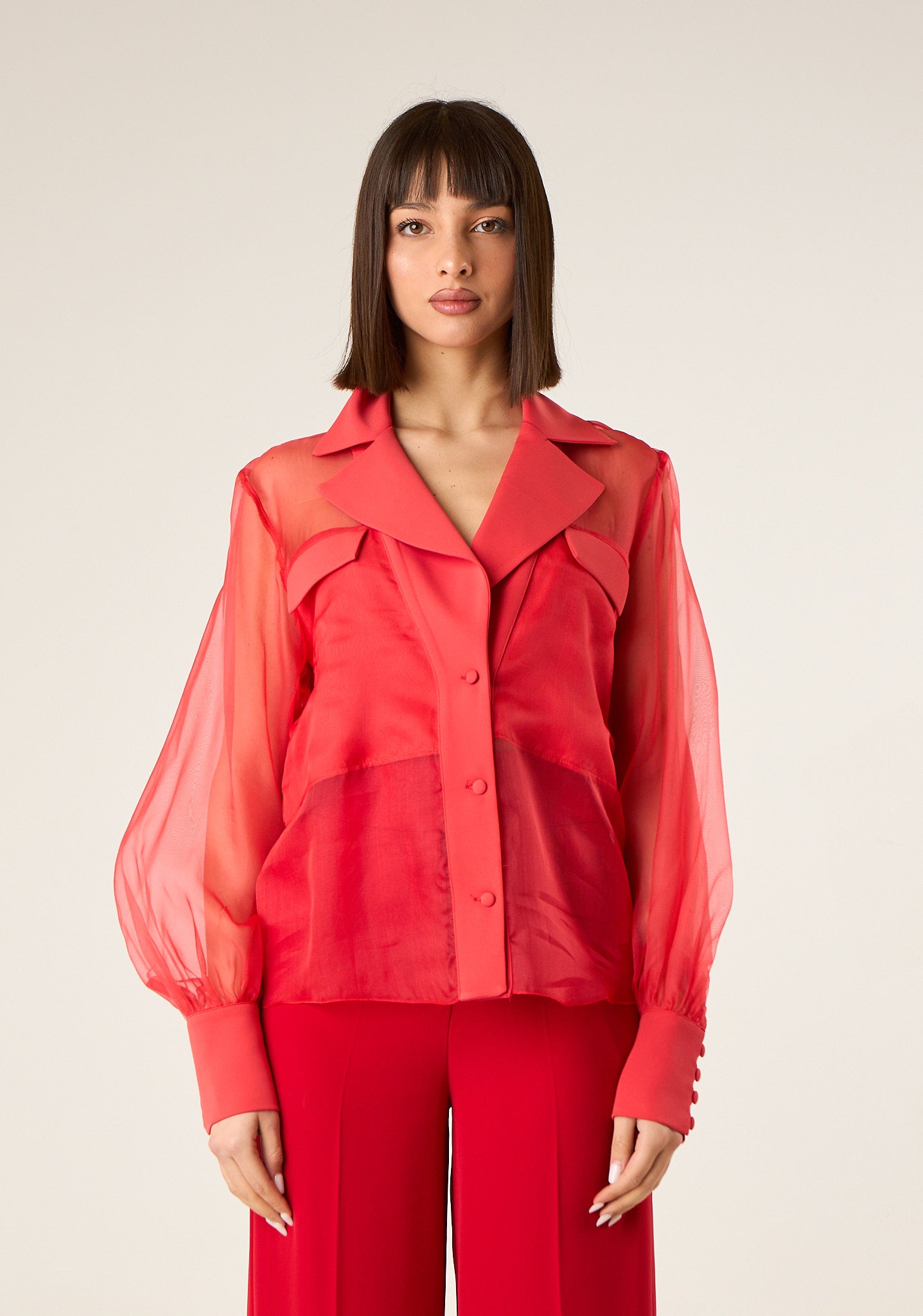 Camicia con maniche in organza