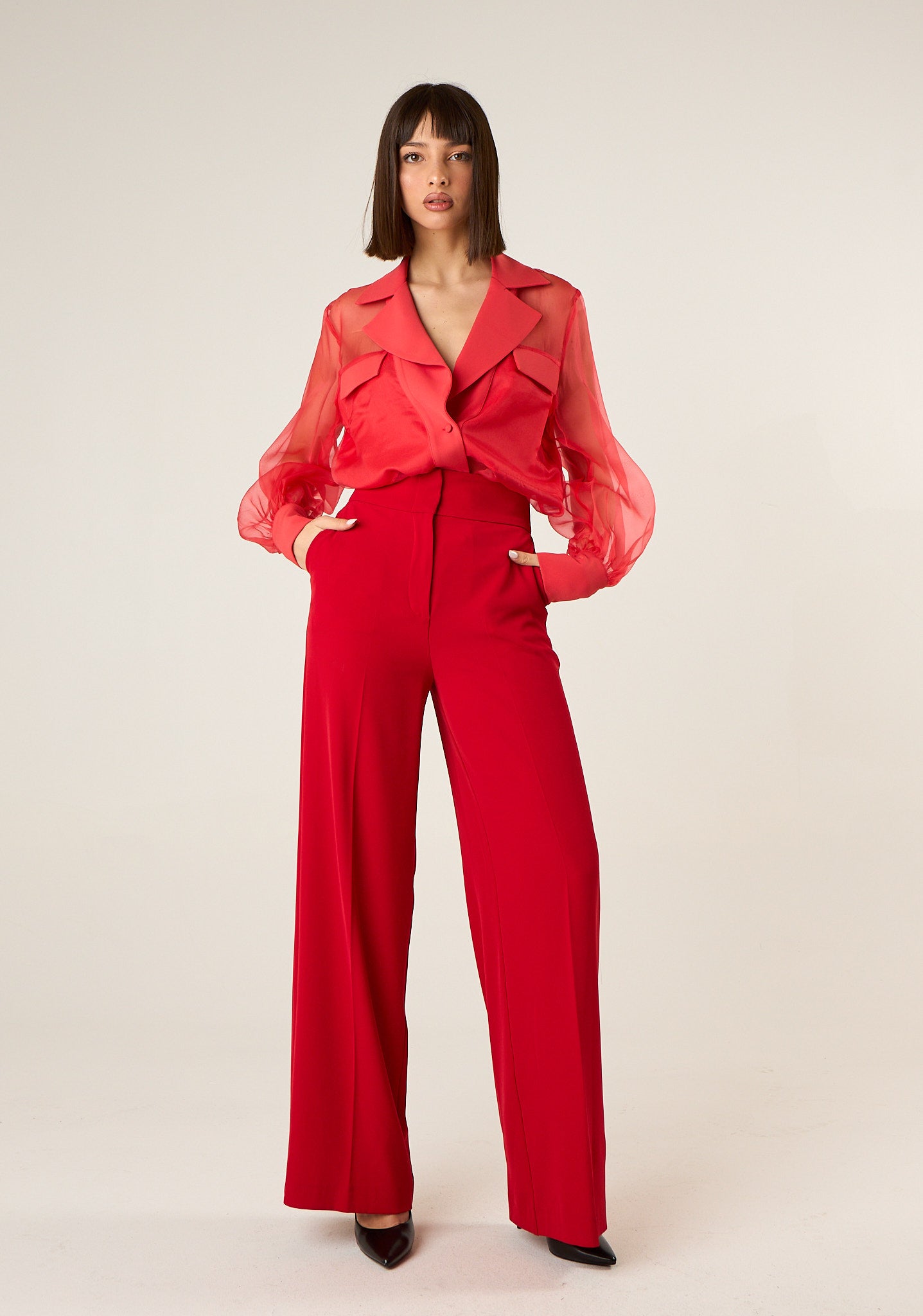 Camicia con maniche in organza