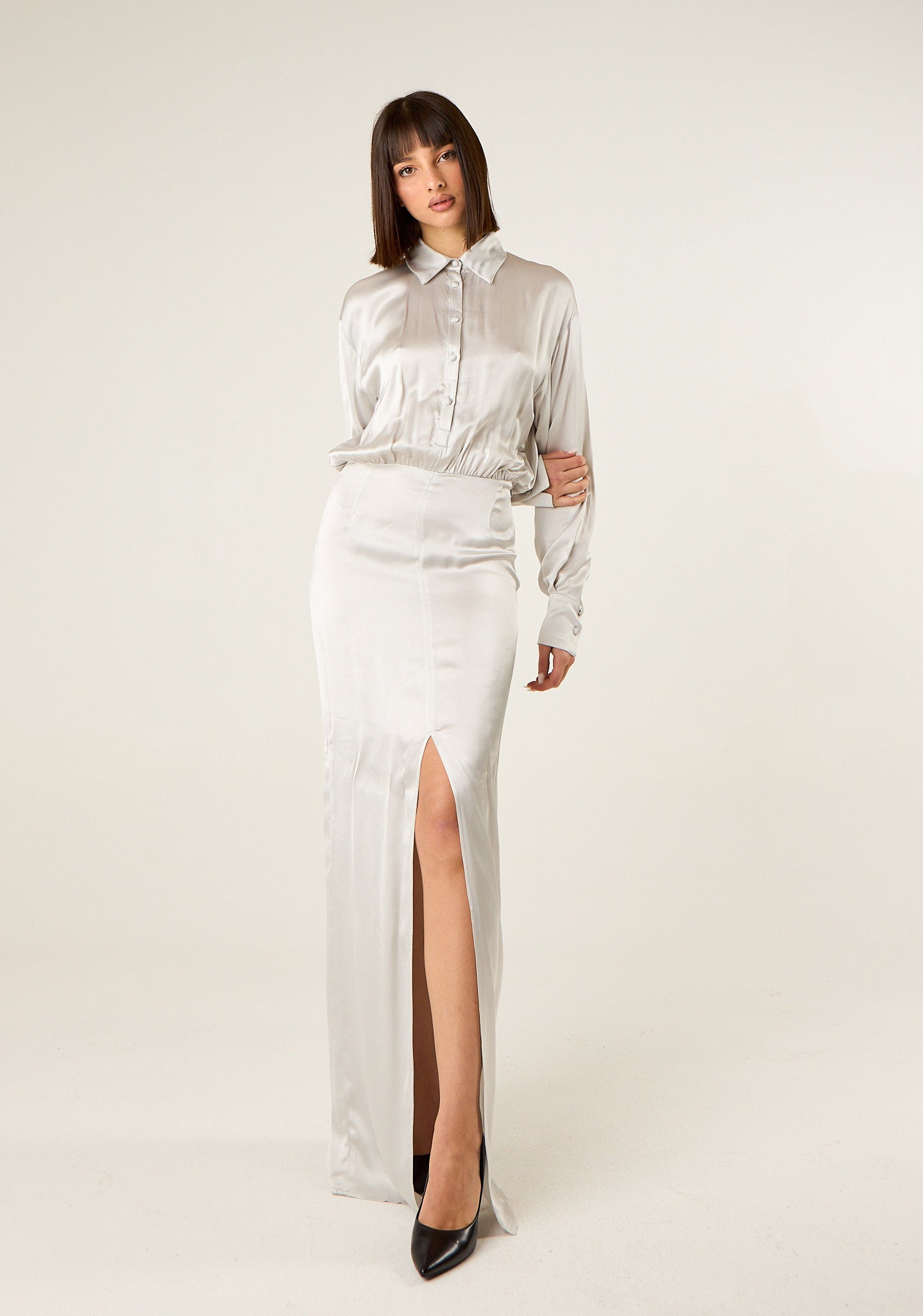 Abito lungo in look doppiato